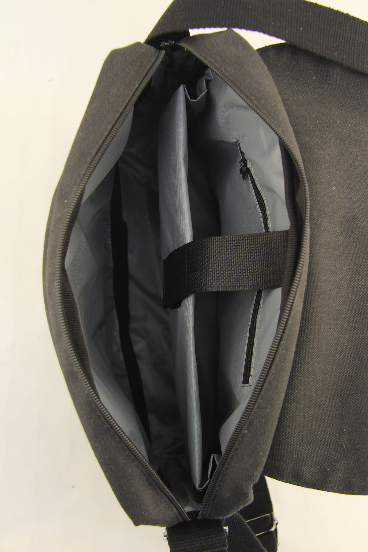 QUB CLUB-Canvas Black Waterproof Gusseted Postman Business School Briefcase Street Bag 5