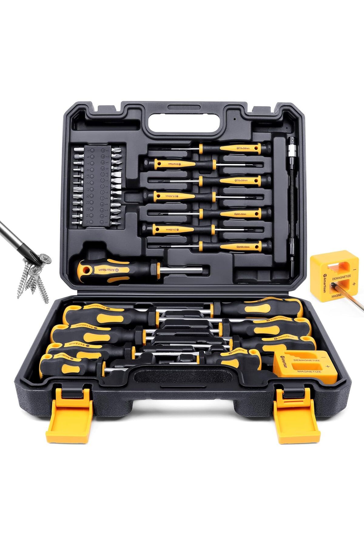 COOYA-43Pcs Magnetic Precision Screwdrivers Set with Case,  Includs Slotted, Phillips, Hex, Pozidriv,Torx 1