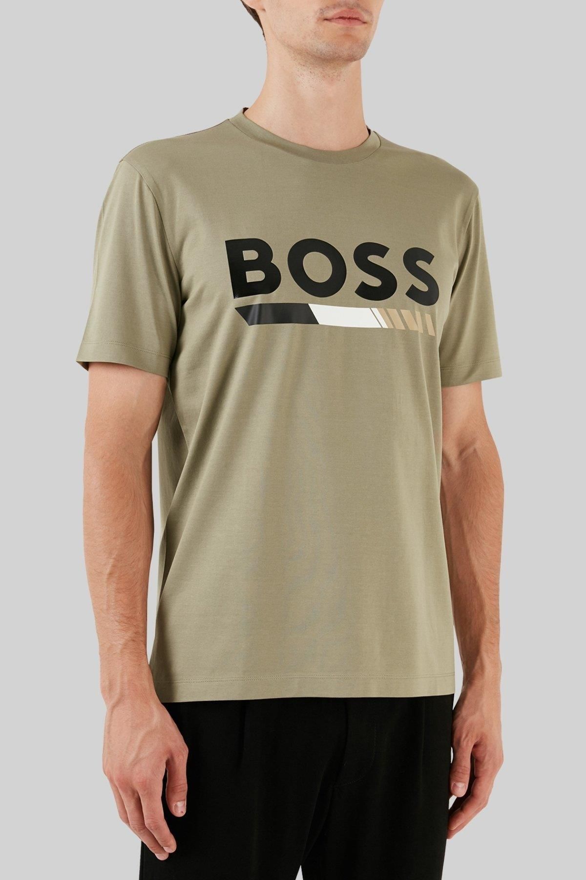 تی شرت مردانه یقه دوچرخه به طور منظم سبز BOSS