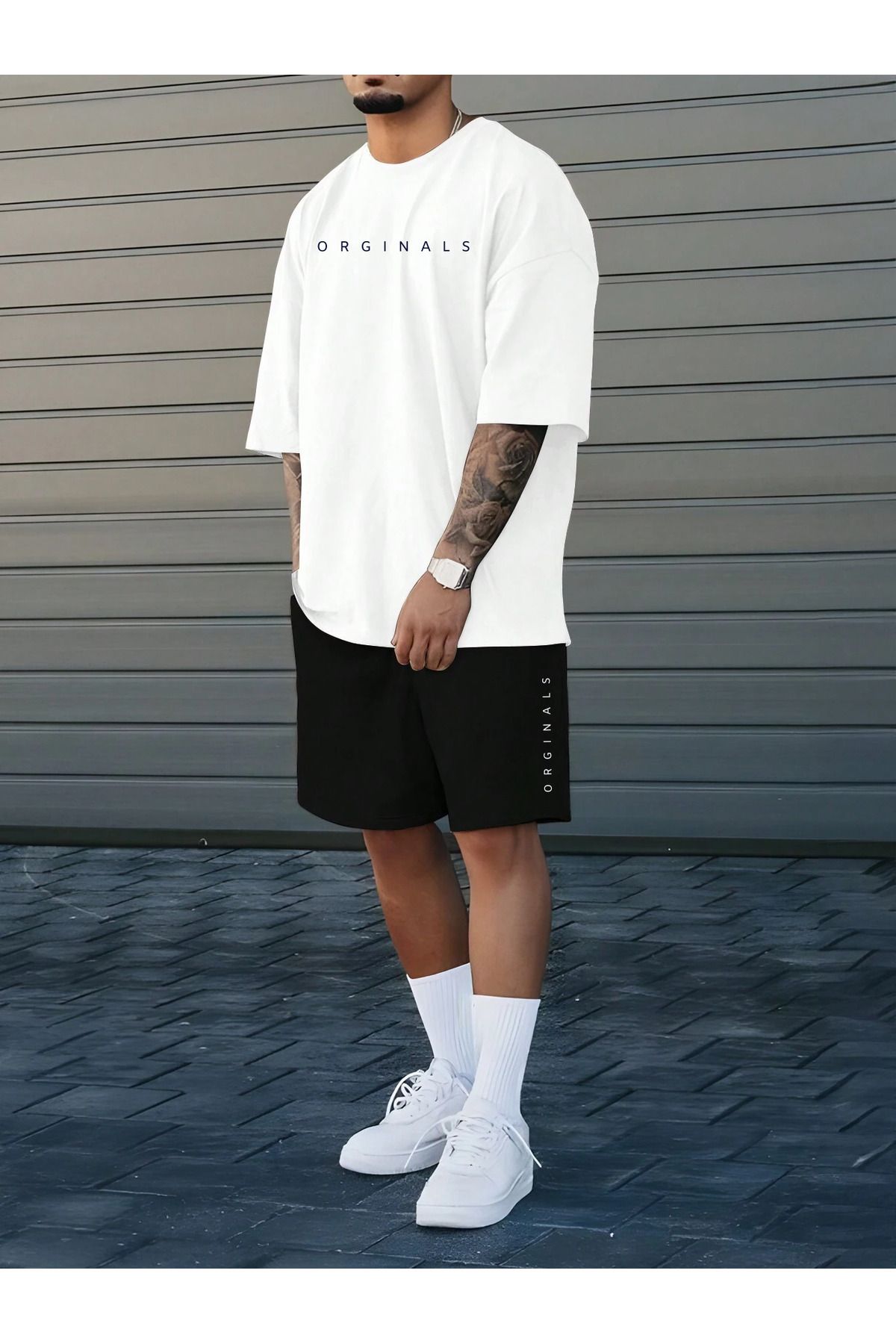 MODASHOT Tricou Și Pantaloni Scurți Unisex Pentru Bărbați Și Femei, Cu Imprimeu Original Din Bumbac Supradimensionat Masculin - M