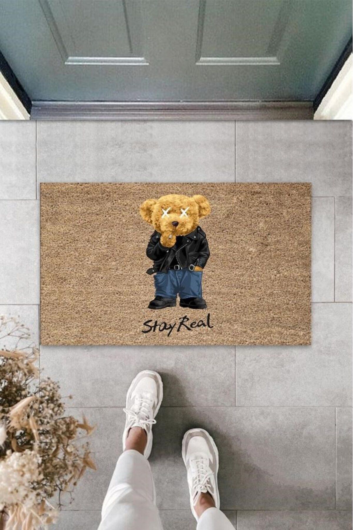 aydınbey Bej Kapı Önü Paspası Stay Real Ayıcık Desen K-3331