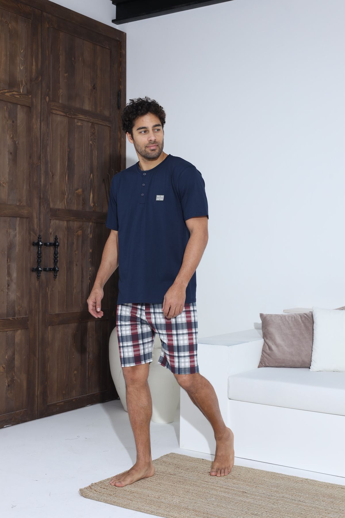 CALİA-Set de pijamale pentru bărbați cu pantaloni scurți cu mânecă scurtă SEZON NOU 2