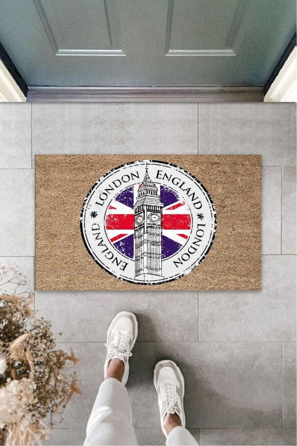 Tahtakale Toptancısı Dijital Baskı Bej London Saat Kulesi Paspas K-3150