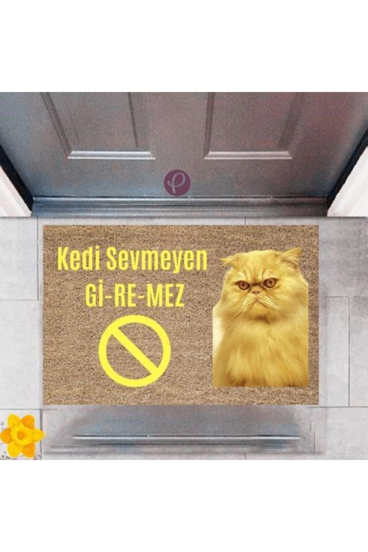 Tahtakale Toptancısı Kapı Önü Paspası Dekoratif Dijital Baskı Kedi Sevmeyen Giremez P-2375