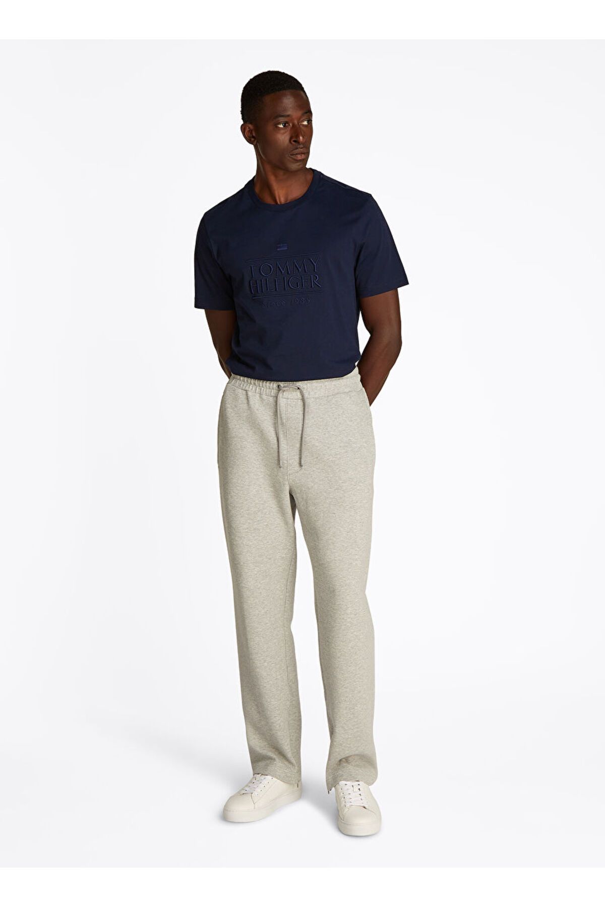 تی شرت آستین کوتاه یقه گرد مردانه نخی معمولی MW0MW38620-DW5 آبی سرمه ای Tommy Hilfiger