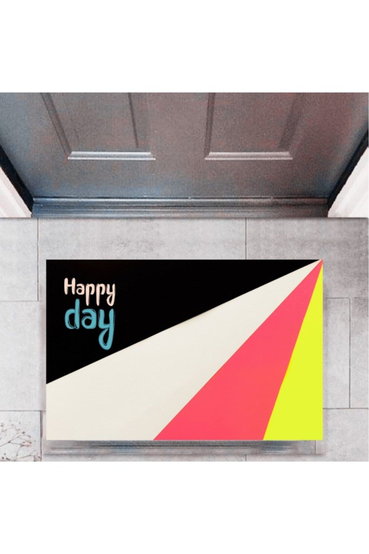 Tahtakale Toptancısı Kapı Önü Paspası Dekoratif Dijital Baskı Happy Day P-2322