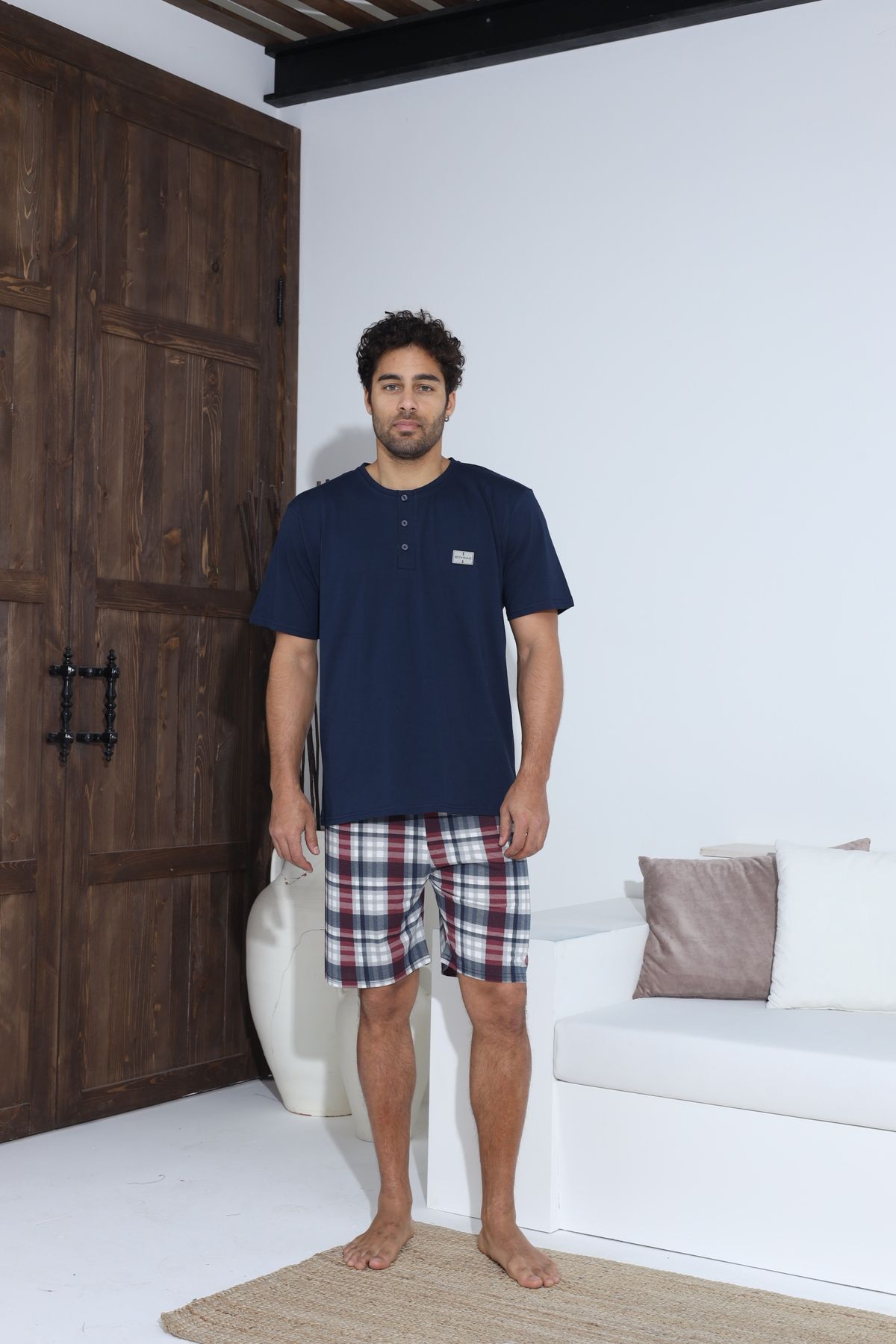 CALİA-Set de pijamale pentru bărbați cu pantaloni scurți cu mânecă scurtă SEZON NOU 3