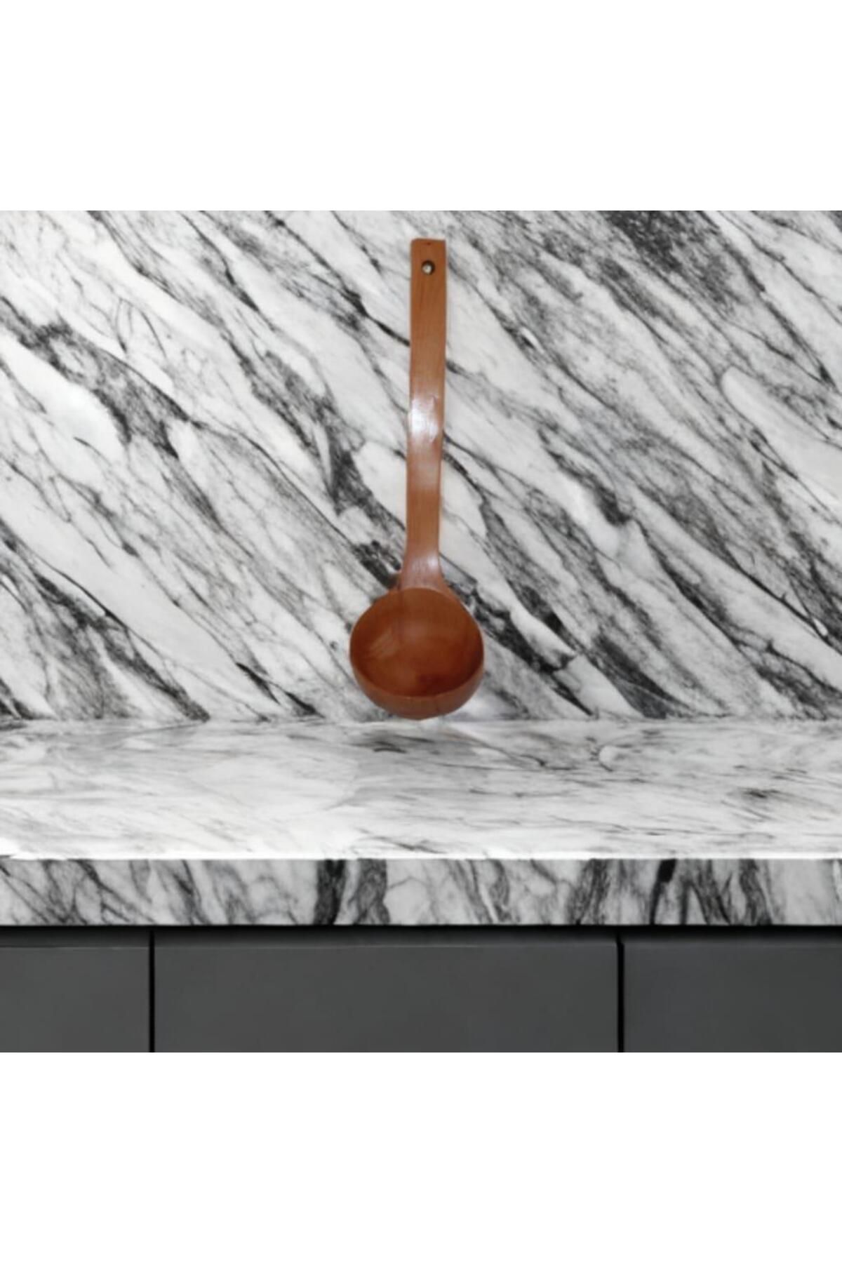 RAMDET-30cm Wooden Ladle Deep Soup Spoon Wooden Board Dining Ladle Ladle with Hanging Hole 1