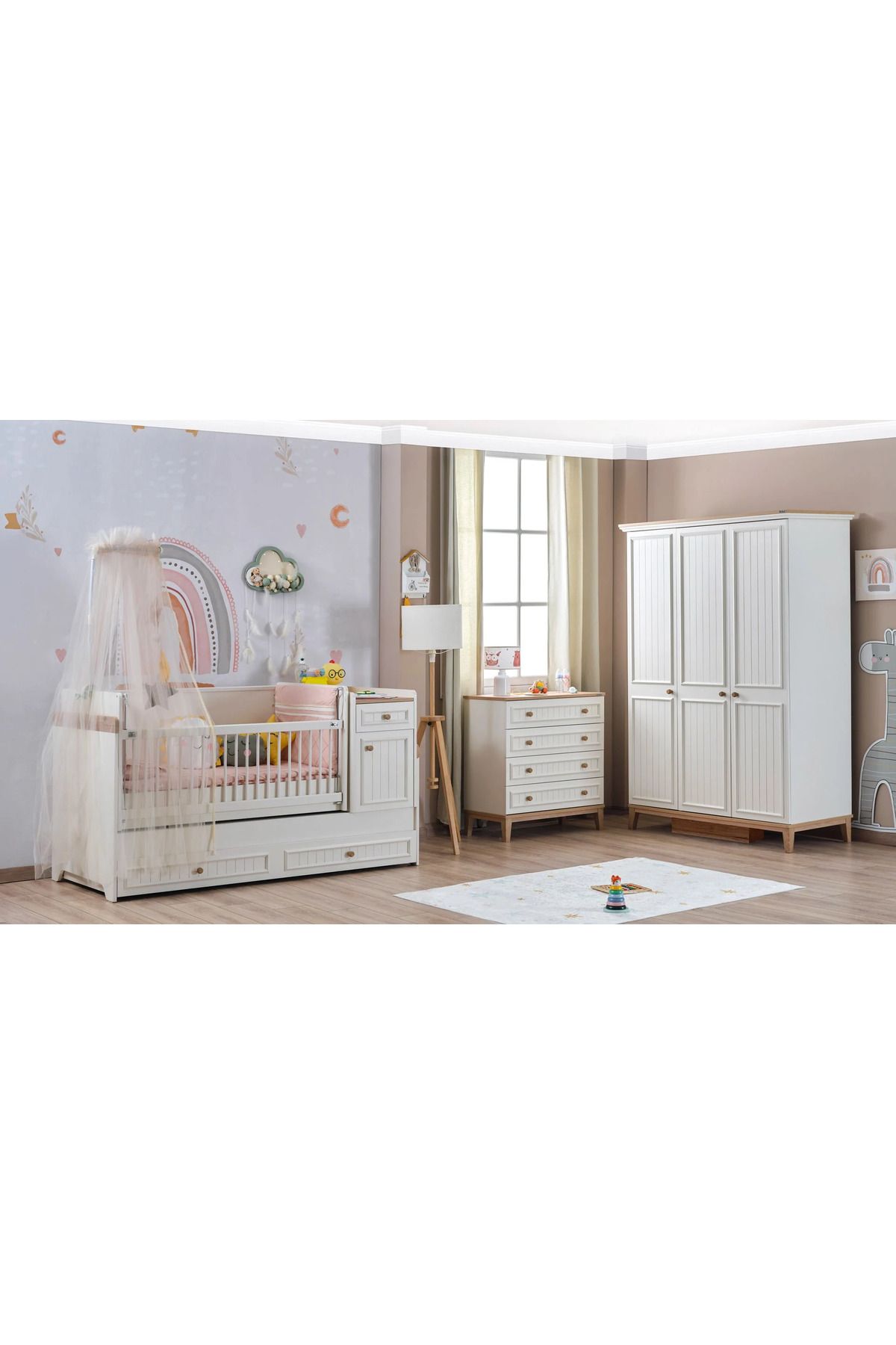 Ritmik Mirage Bebek Odası ( 3 Kapaklı Dolap + 70*130 Bebek Karyolası + Şifonyer )