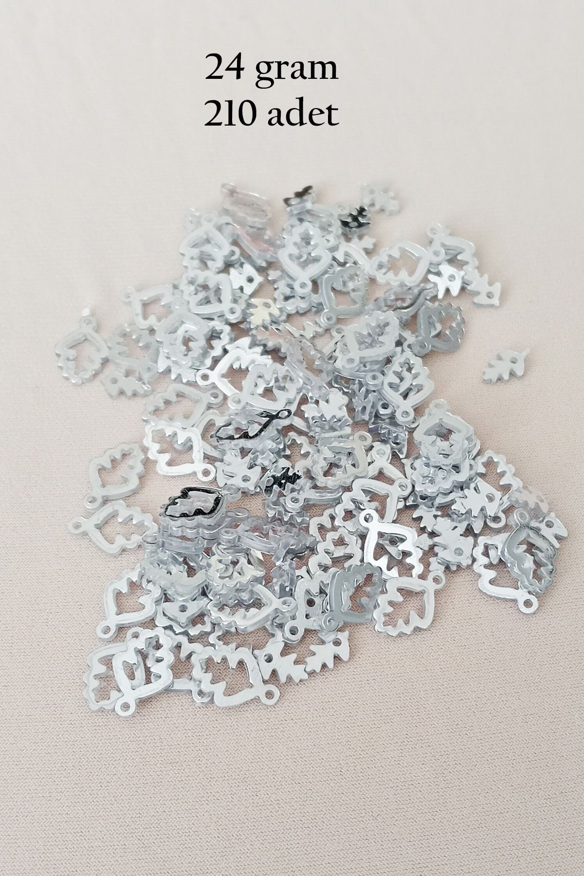 Royaleks Oya Abiye Bileklik Kolye Pleksi Metalik Plastik Pul Gümüş Renk 24 gram 210 adet - BNC573