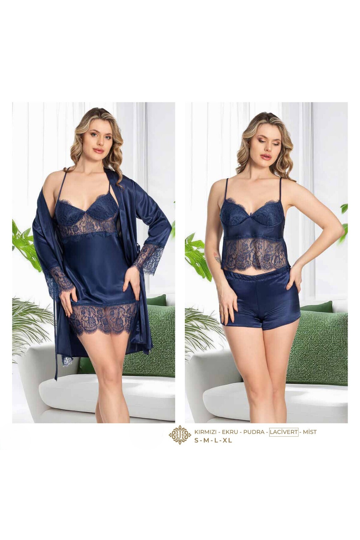 The Avenue Kadın Saten Dantelli  6'lı Çeyizlik Gecelik Takımı TH0AVE22JRM