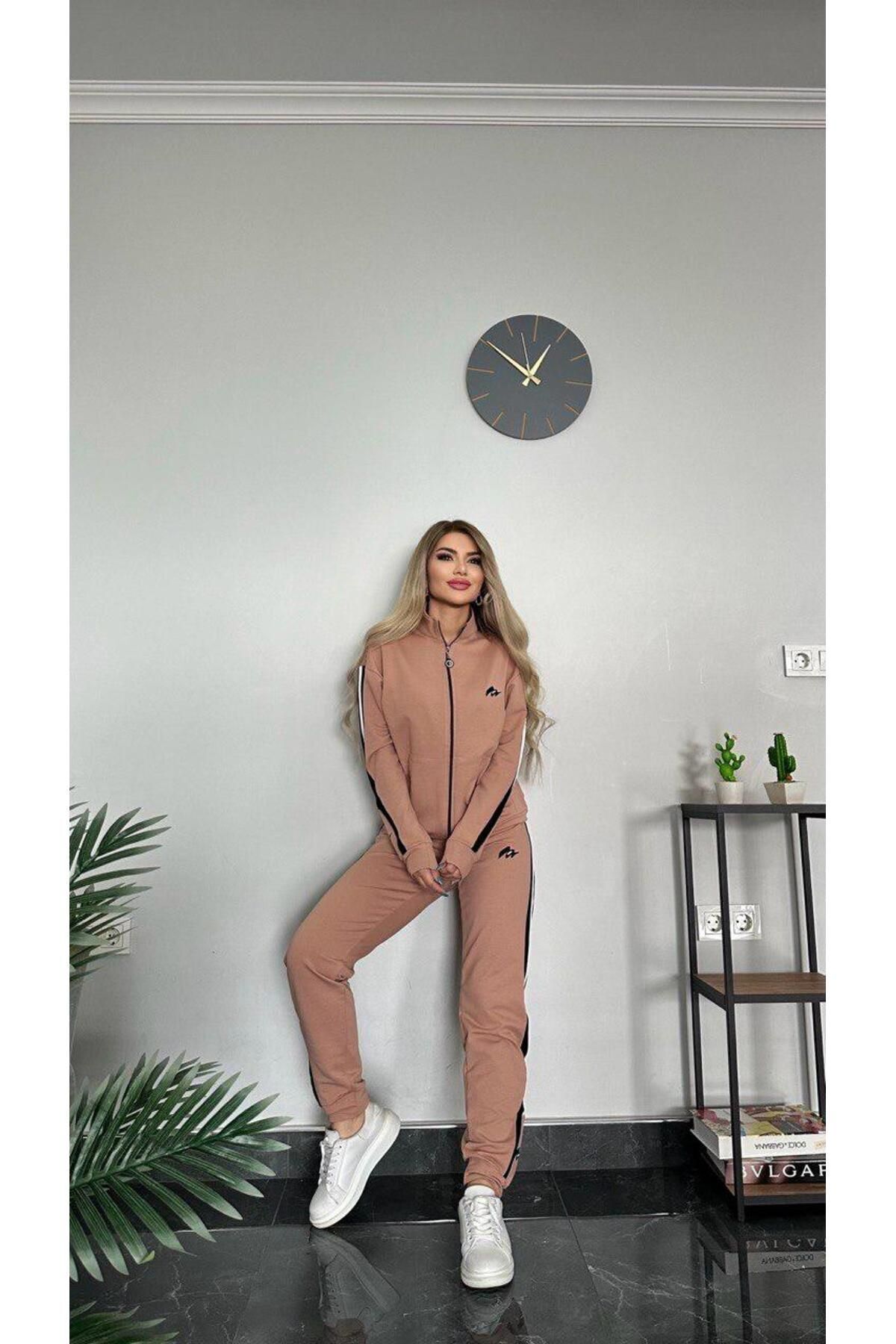 MİMİ Luxury Wear-Dámská vyšívaná tepláková souprava z lycry - na zip, 2 nitě 3