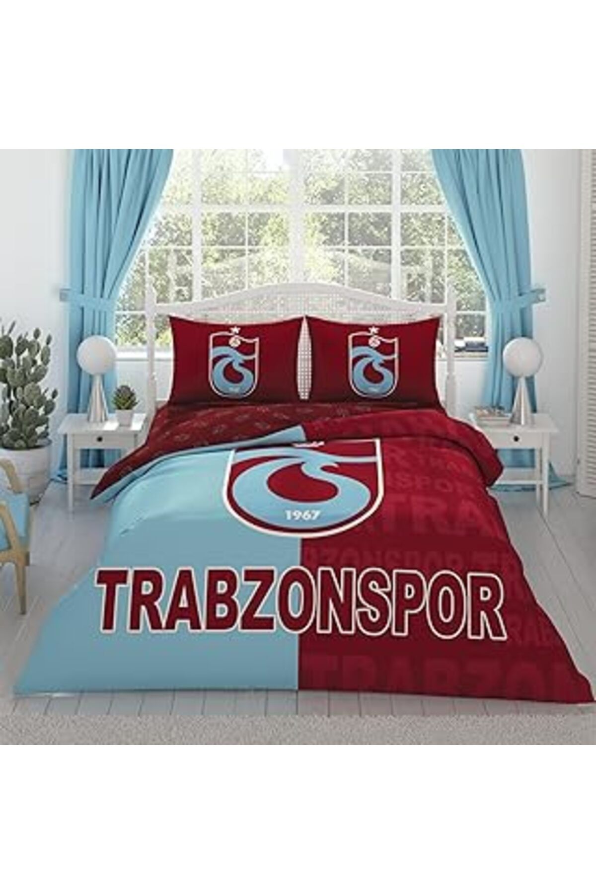 Hepta Collection Trabzonspor Lisanslı Parçalı Logo Baskılı%100 Pamuk Nevresim Takımı, Çok Renkli, Çift Kişilik (Nevr