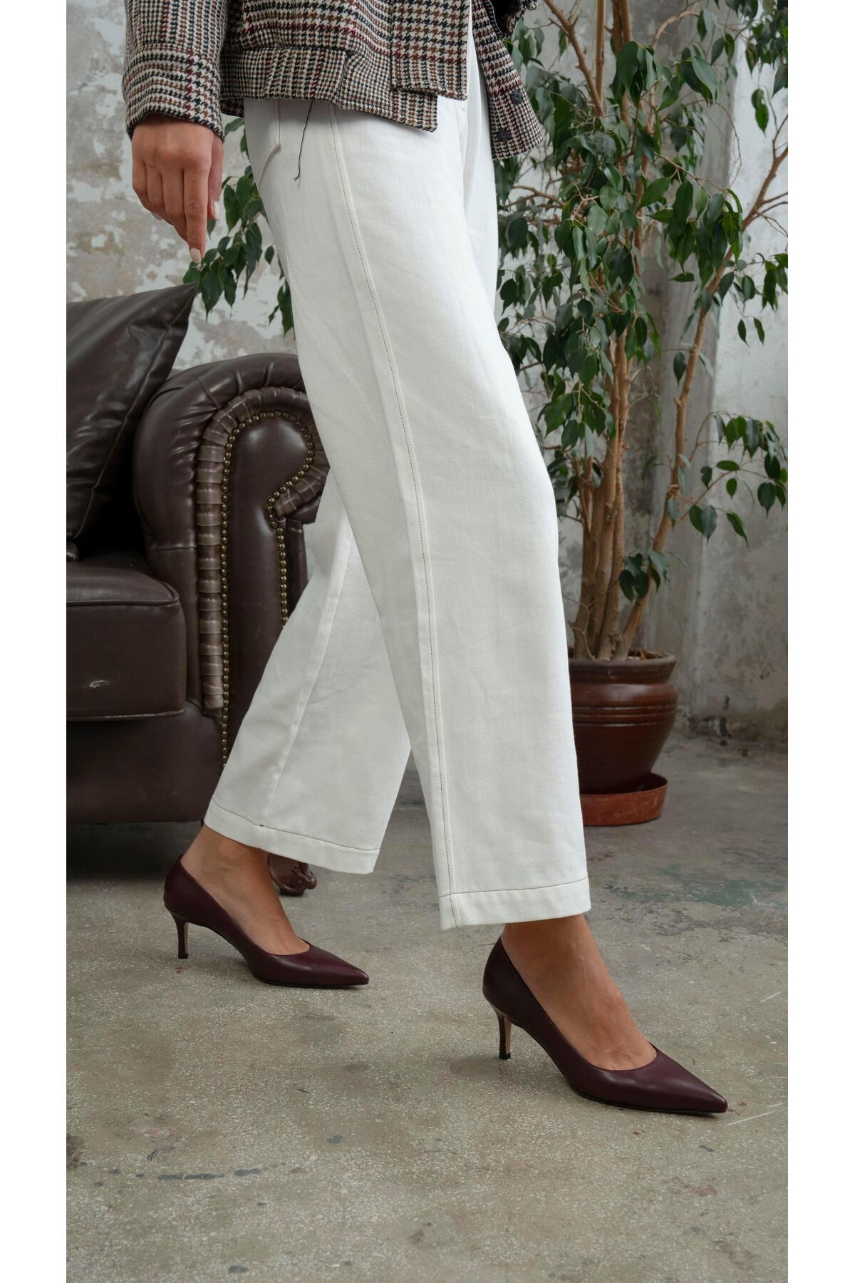 ECENİN BUTİĞİ  Brant Bordo Hakiki Deri Topuklu Ayakkabı - Görsel 2