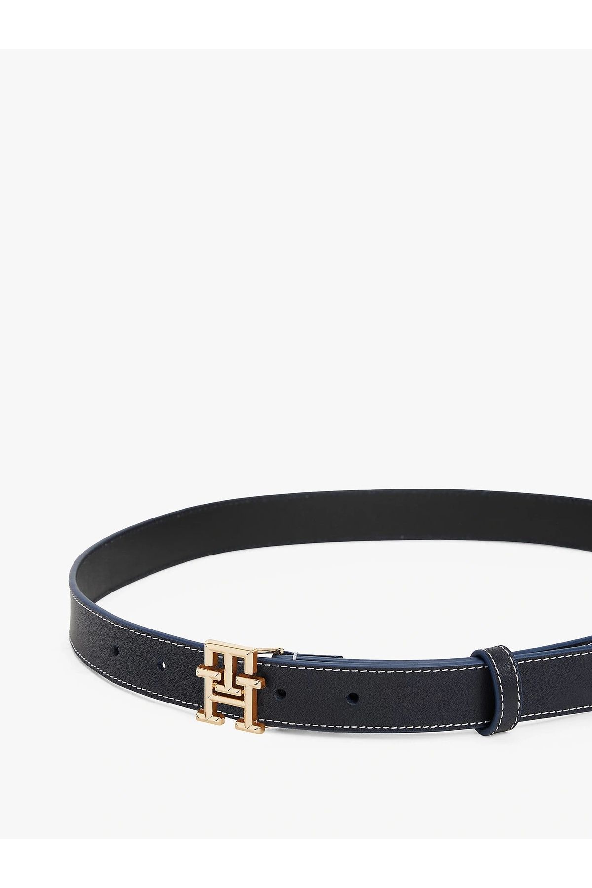 Tommy Hilfiger-Women's Navy Blue Th Monogram Leather Belt 3