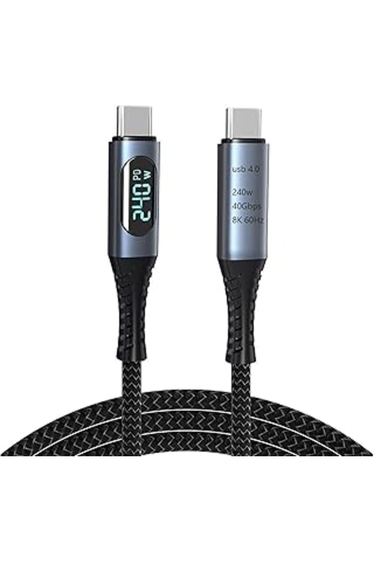 Mu Art Ahşap 240W Usb 4.0 Kablosu, Led Ekranlı, Tunderbolt 40Gbps 8K@60Hz Pd Tip C Kablosu, Usb C - Usb C Erkek
