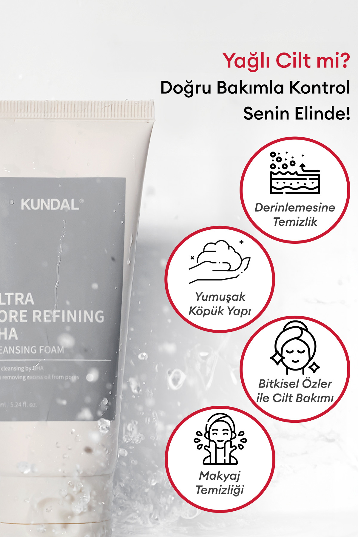 KUNDAL Ultra Pore Refining BHA Cleansing Foam 155ml — 7996 — تصویر 3 از 8