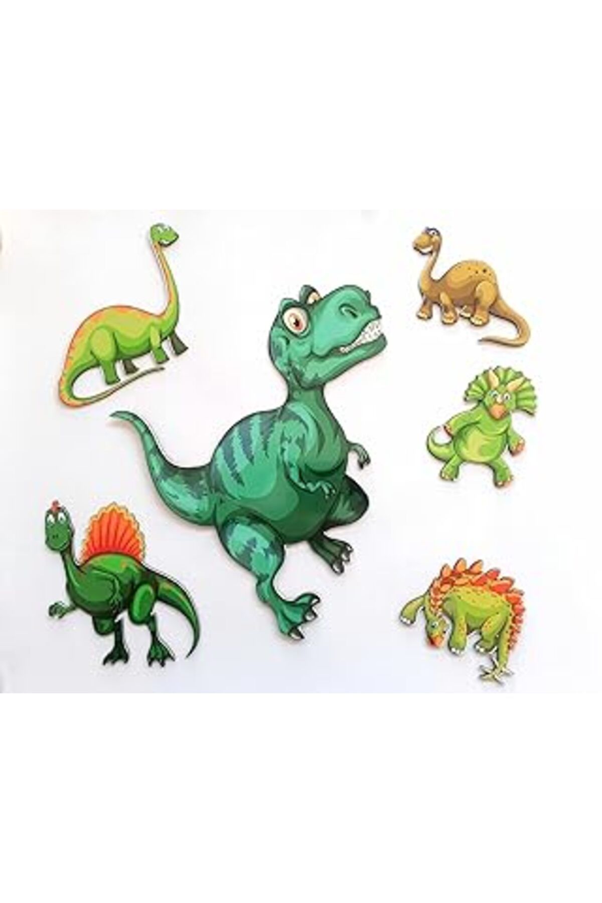robotrend Akın Aksesuar Dinozor Temalı 6 Parça Ahşap Duvar Yapıştırma Süsü Aa-93