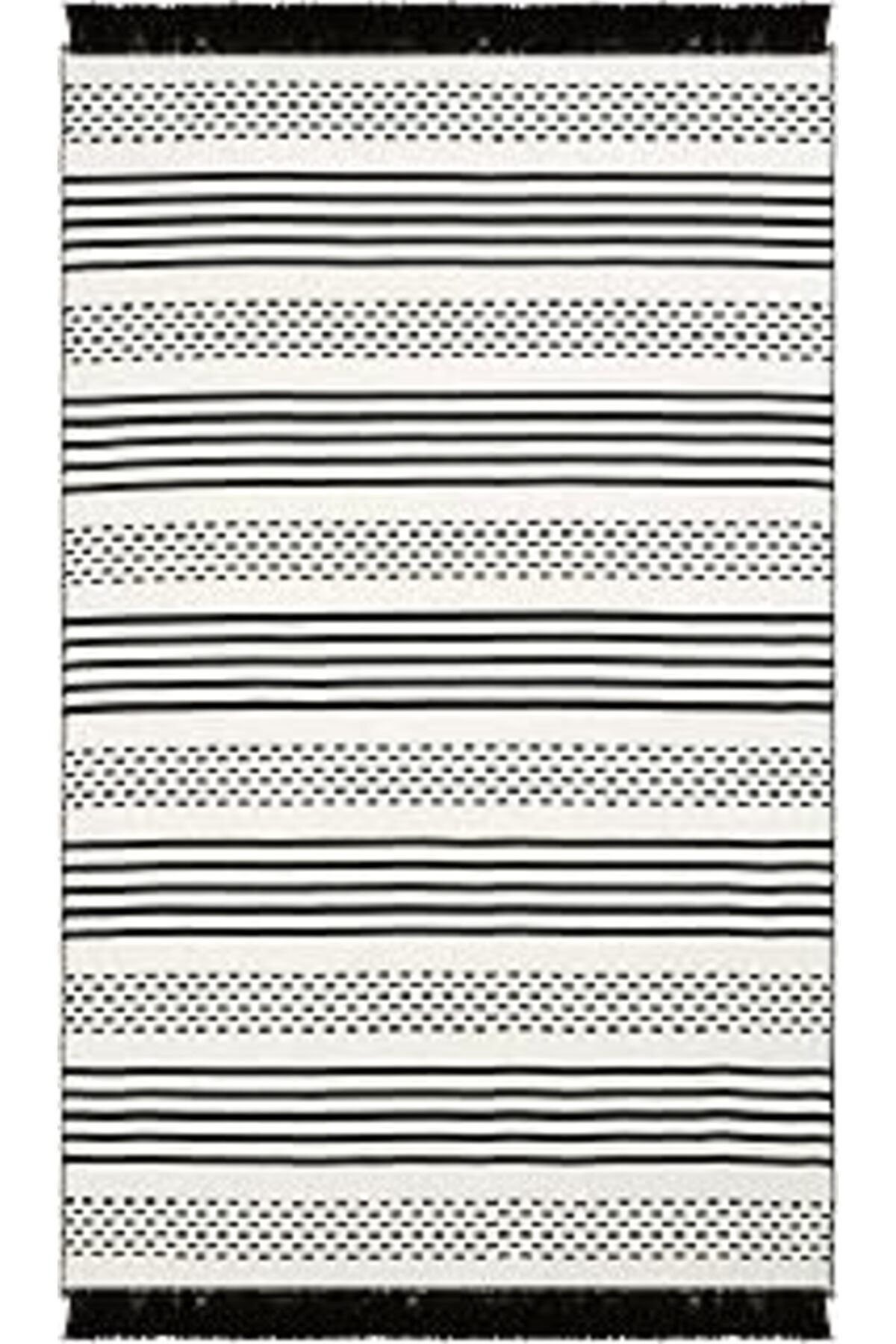 Mu Art Cool Halı Lovely Krem Siyah Kilim Yıkanabilir Çift Taraflı Akrilik İnce Banyo Balkon Mutfak Kilimi
