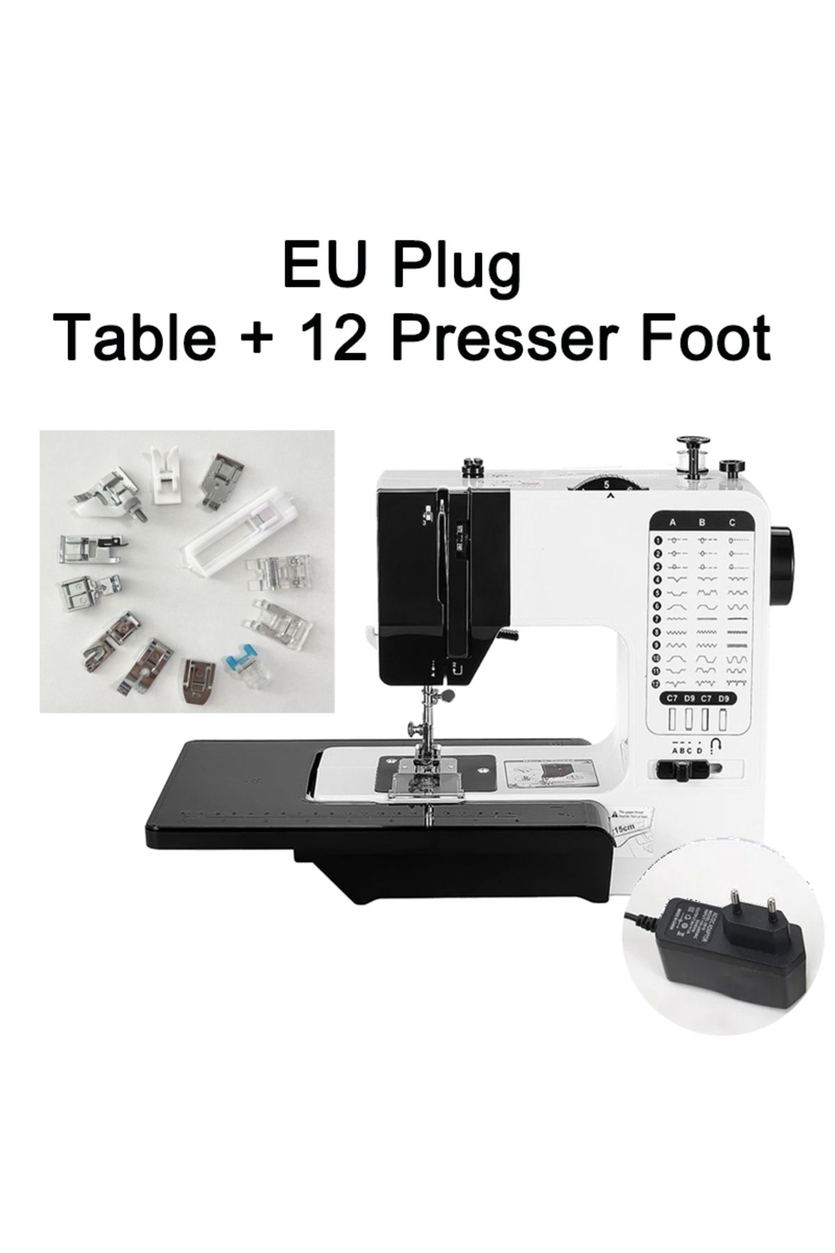 Choice-EU foot table Mini Sewing Machine Portable Replaceable Presser Foot 38 Stitches Overlock Knitting St 1