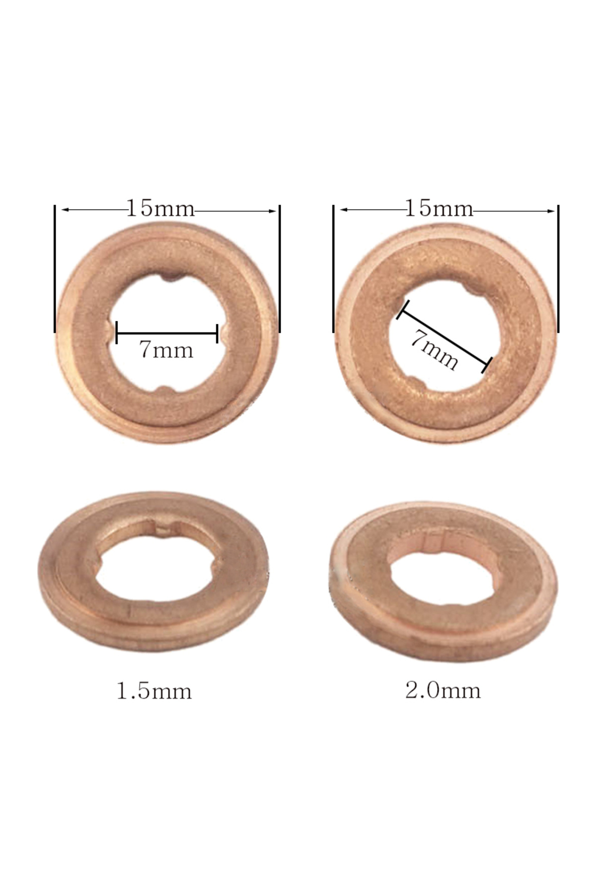 Choice-2.5mm 20 pcs 7x15mm EURO-III Common Rail Injector Nozzle Copper Pad Gasket for Diesel Injector Seal 2
