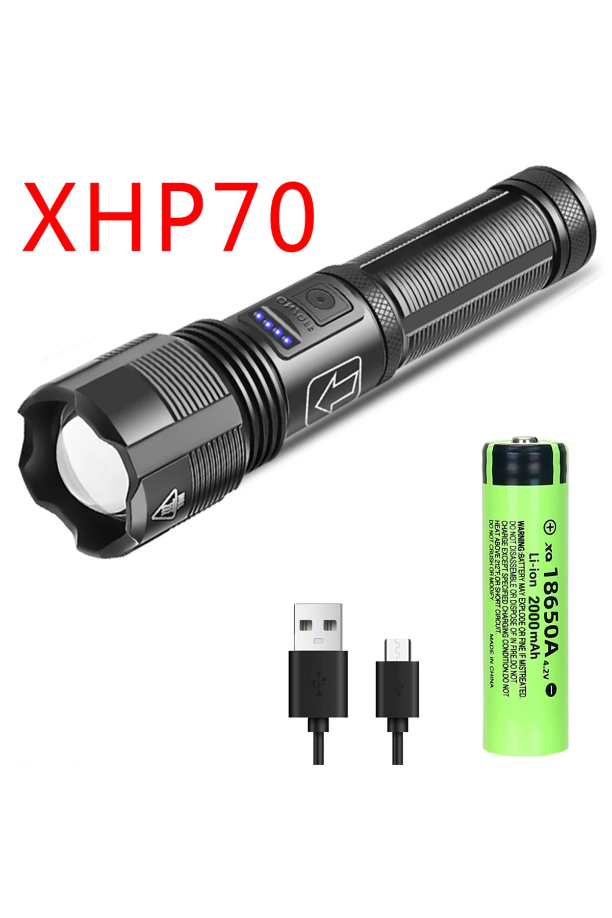 XIWANGFIRE-p70 2000mah battery High Power XHP70 Led Flashlight Rechargeable 4 Core Torch Zoom USB Hand Lantern 1