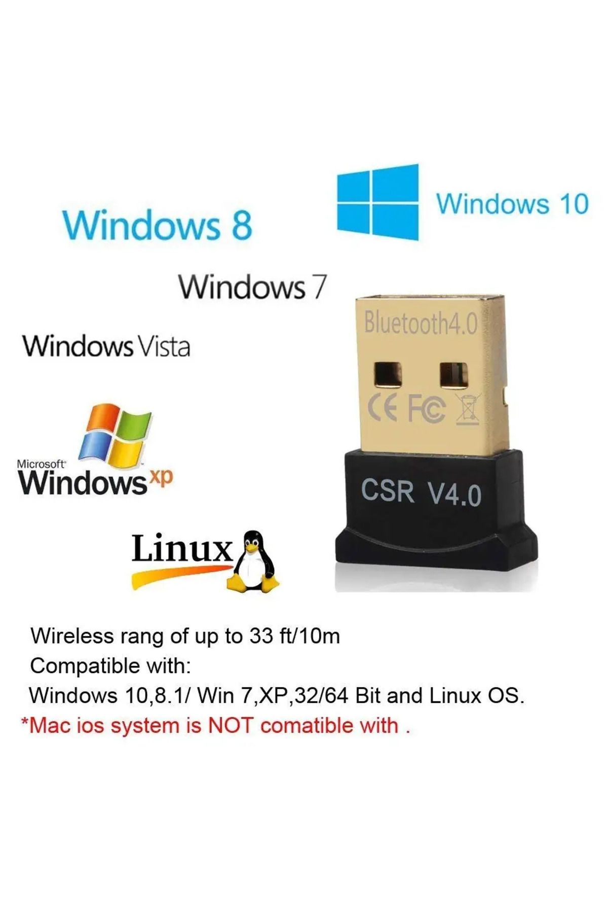 Choice-Wireless Mini Usb Bluetooth Csr 4.0 Dual Mode Adapter Dongle For Windows 10 8 7 Vista Xp 32/64 Bi... 2