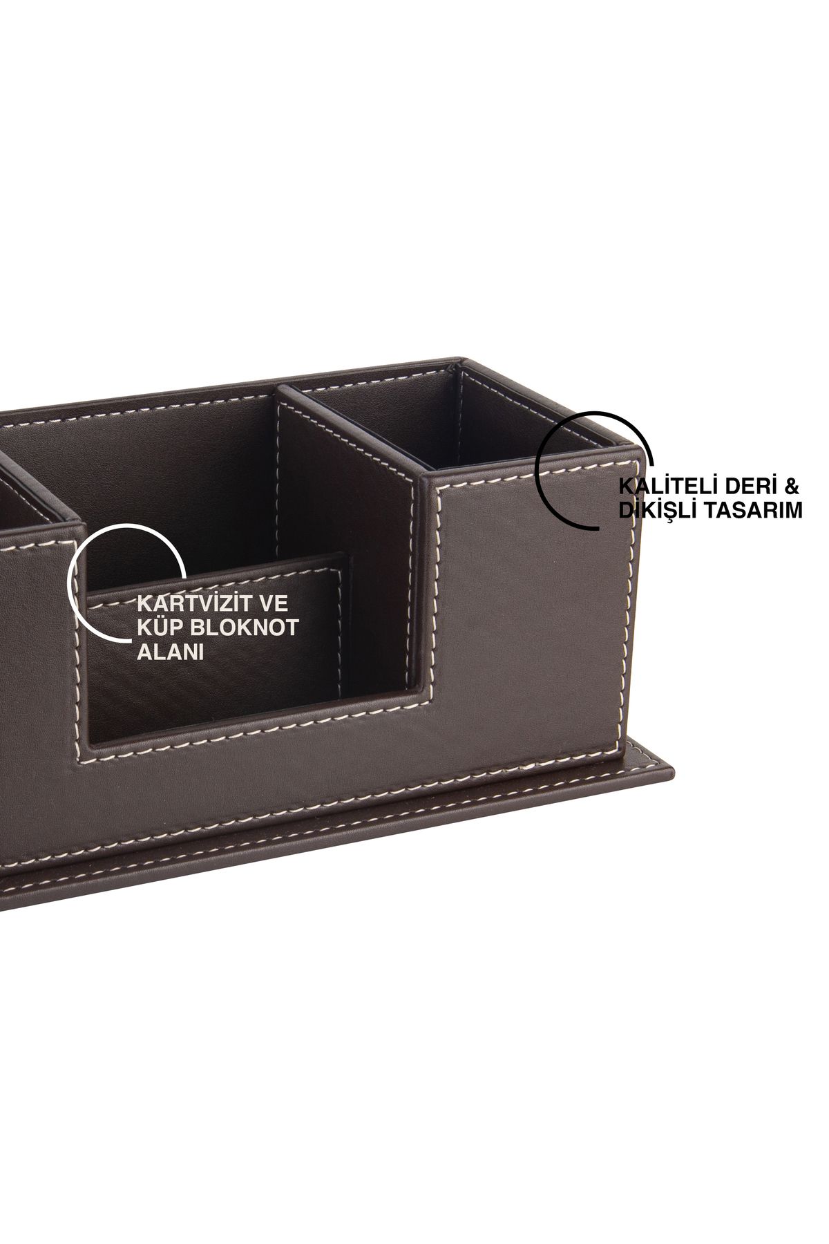 2K-Desktop Leather Organizer Pen Holder 4 Compartments Desktop Organizer Rainbow Vegan 10X12X25 Cm. 4