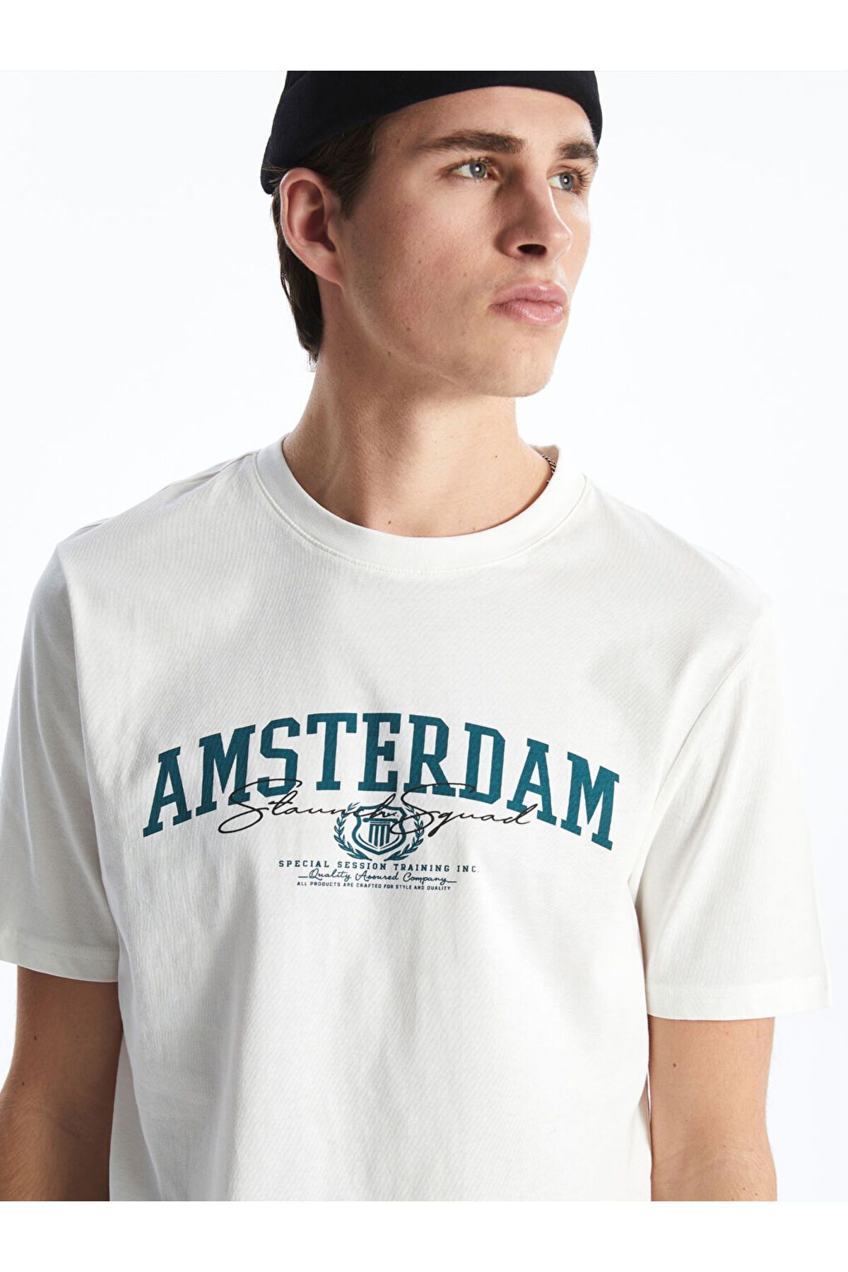 LC Waikiki Yeni Sezon Bisiklet Yaka Amsterdam Baskili Penye Erkek Tisort - S5EG83Z8