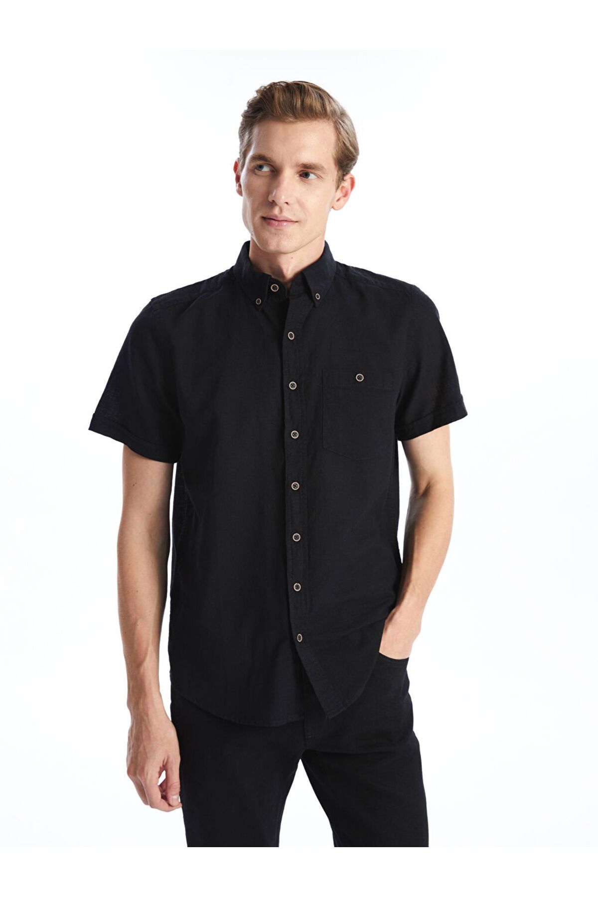 LC Waikiki Regular Fit Keten Karışımlı Erkek Gömlek