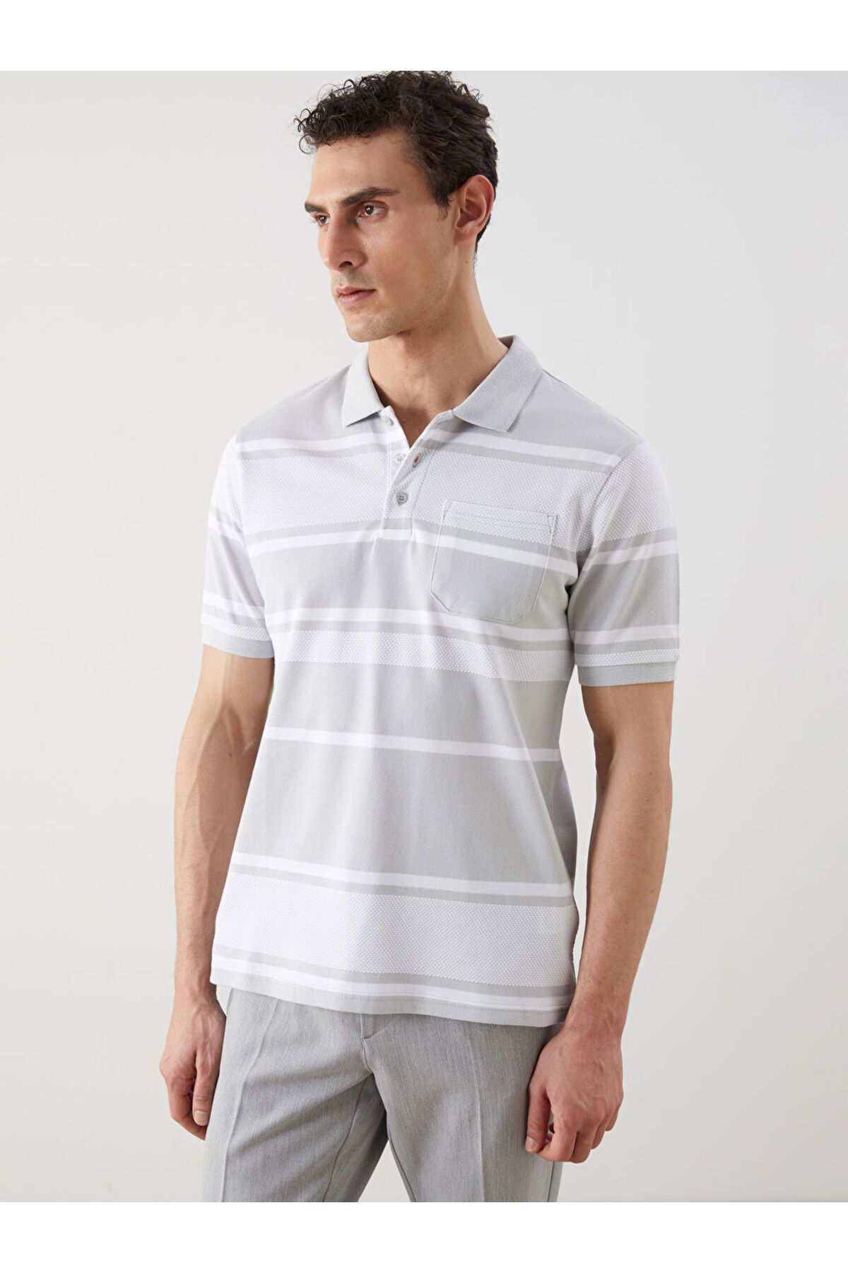 LC Waikiki Yeni Sezon Polo Yaka Cizgili Erkek Tisort - S5FF56Z8