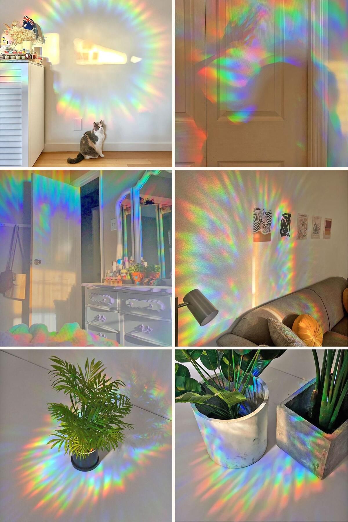 Buka Shops-Retro Flower and Rainbow Sticker Set - 6Pcs Holographic Sun Catcher Positive Message 2