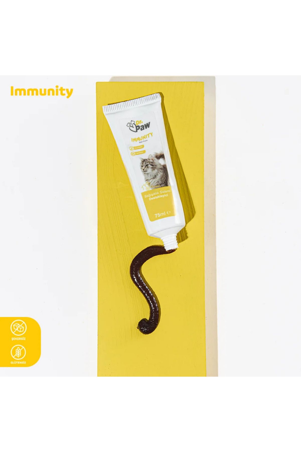 Dr.Paw Immunity Malt Paste: Kediler için Glütensiz ve Şekersiz Bağışıklık Sistemi Destekleyici (100 gr)