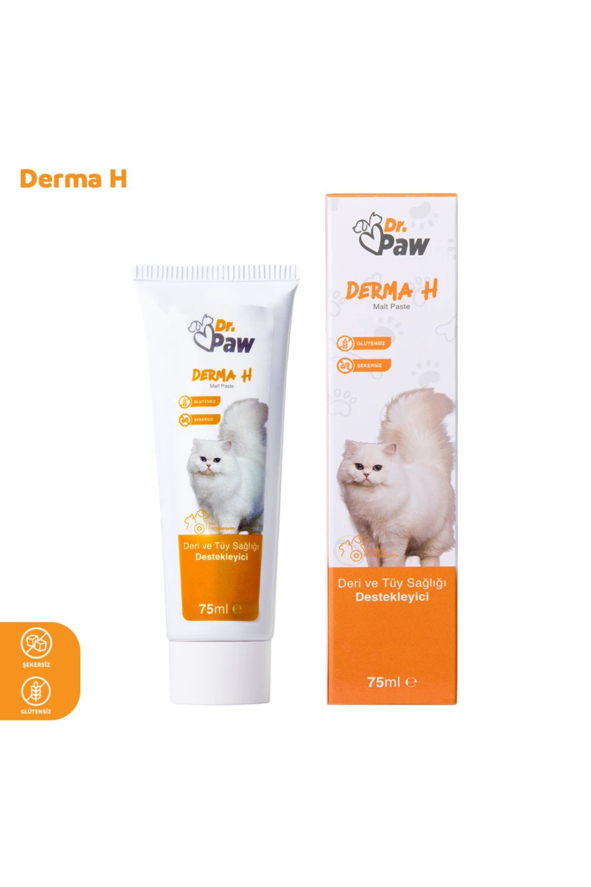 Dr.Paw Derma H Malt Paste: Kediler için Glütensiz ve Şekersiz   (100 gr)