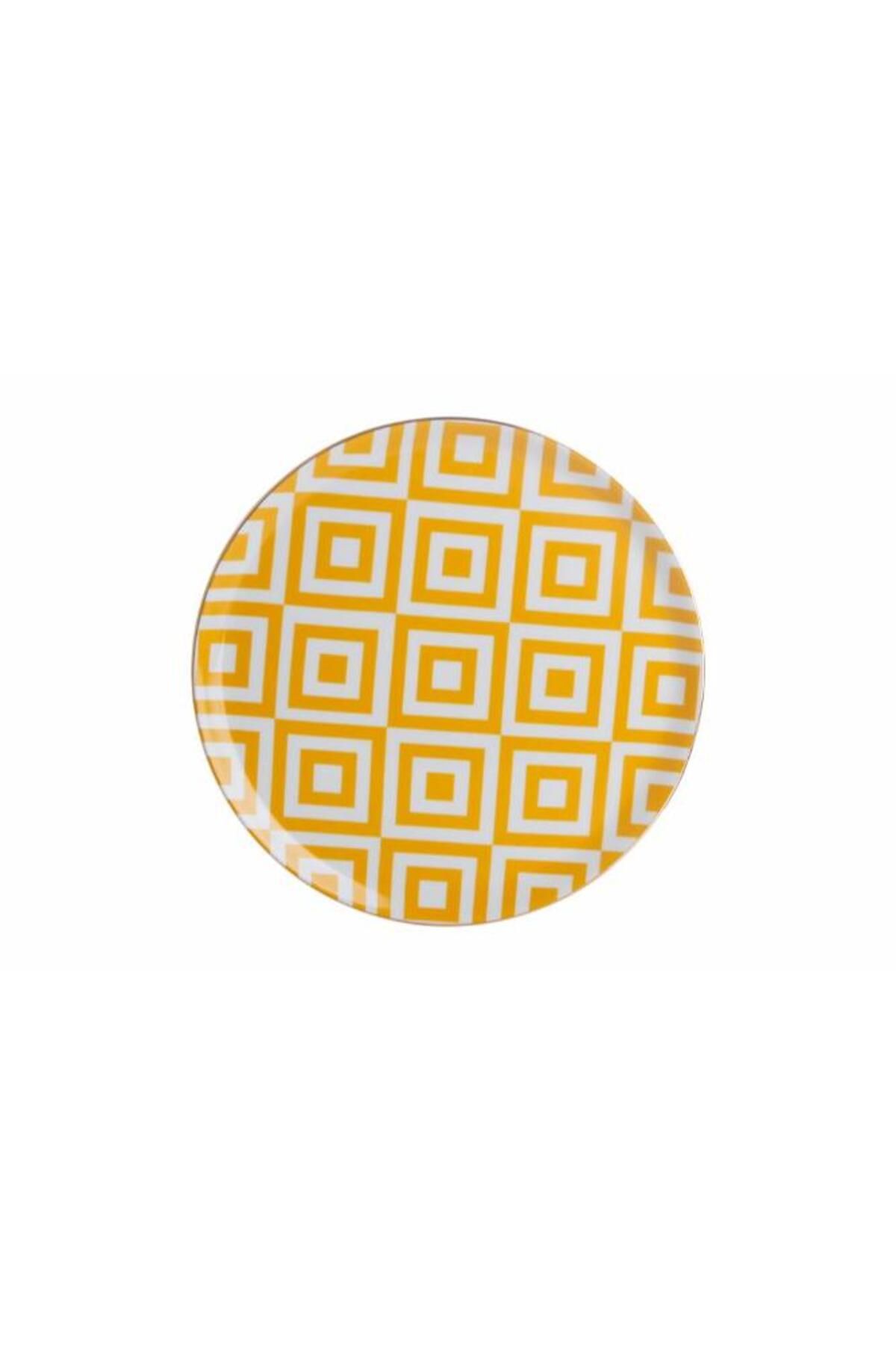 Porland-Morocco 4 Yellow Patterned Flat Plate - 28cm 1