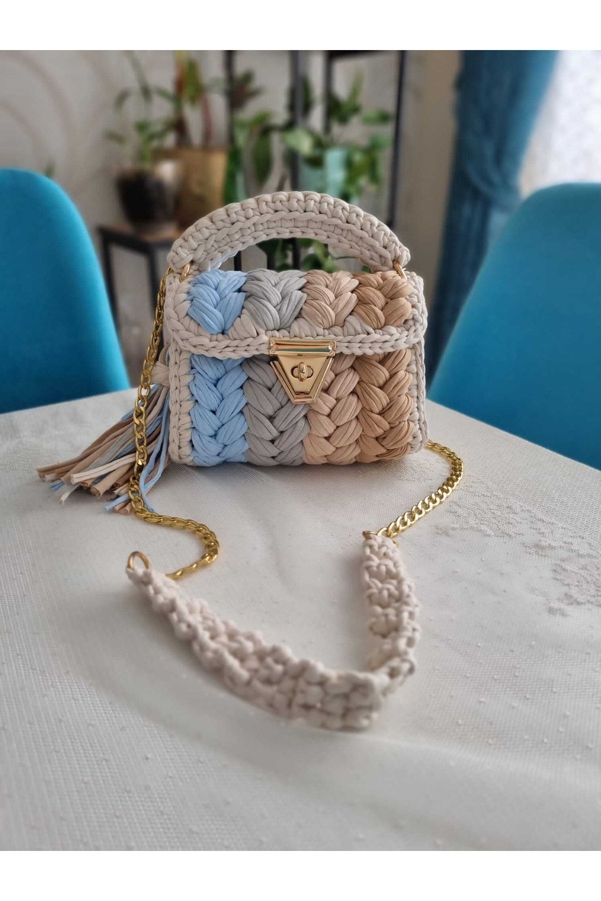 Desu accessories-حقيبة نسائية فاخرة مصنوعة يدويًا من الكروشيه مصنوعة يدويًا من خيط القطن الممشط والكتف المتقاطع 2