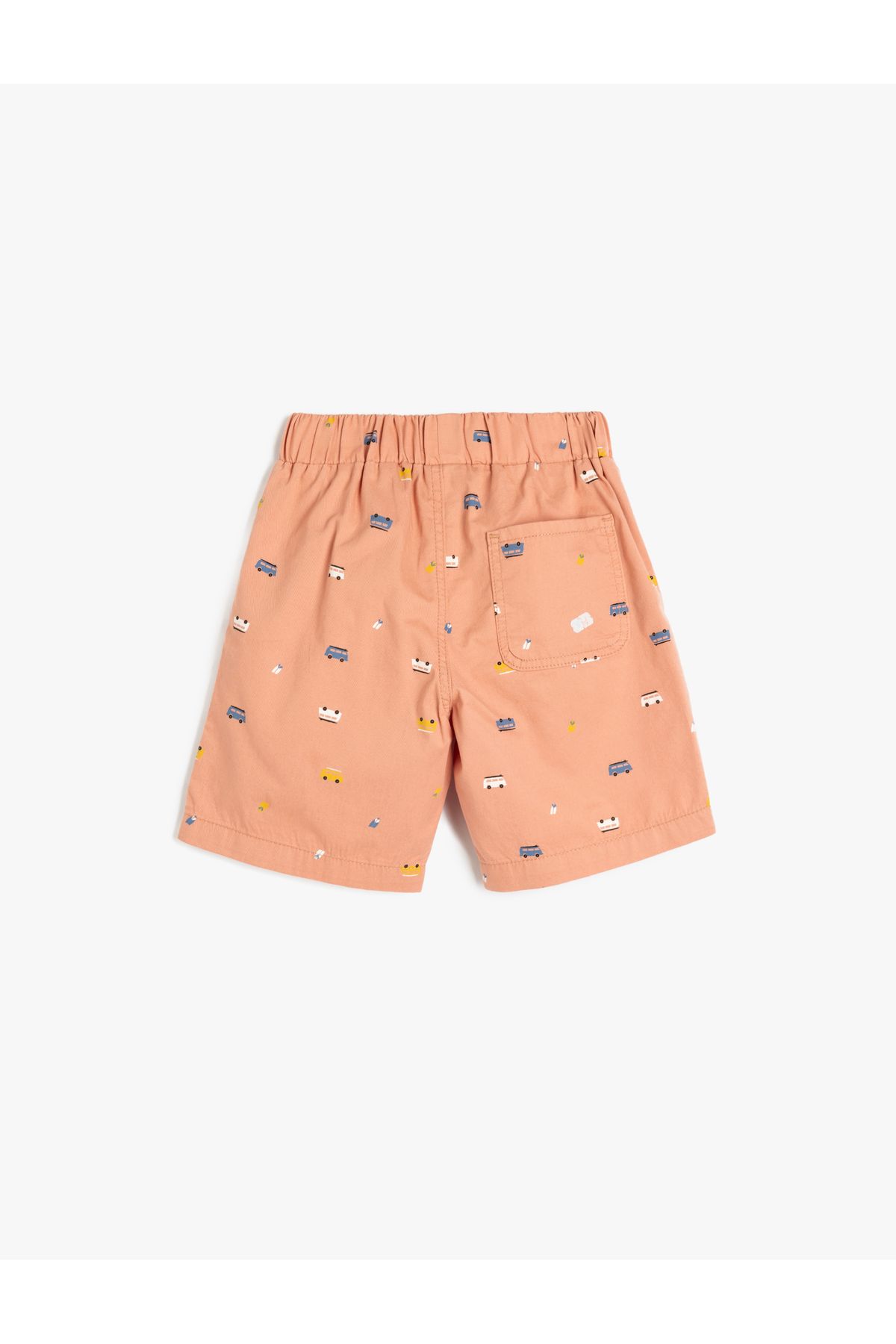 Koton-Cotton Car Patterned Shorts with Elastic Waist and Pockets 2