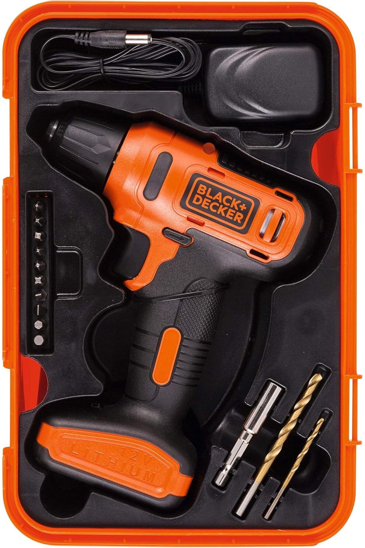 Black&Decker-Cordless Drill Driver with 13-Piece Bits Orange and Black LD12SP-B5 5