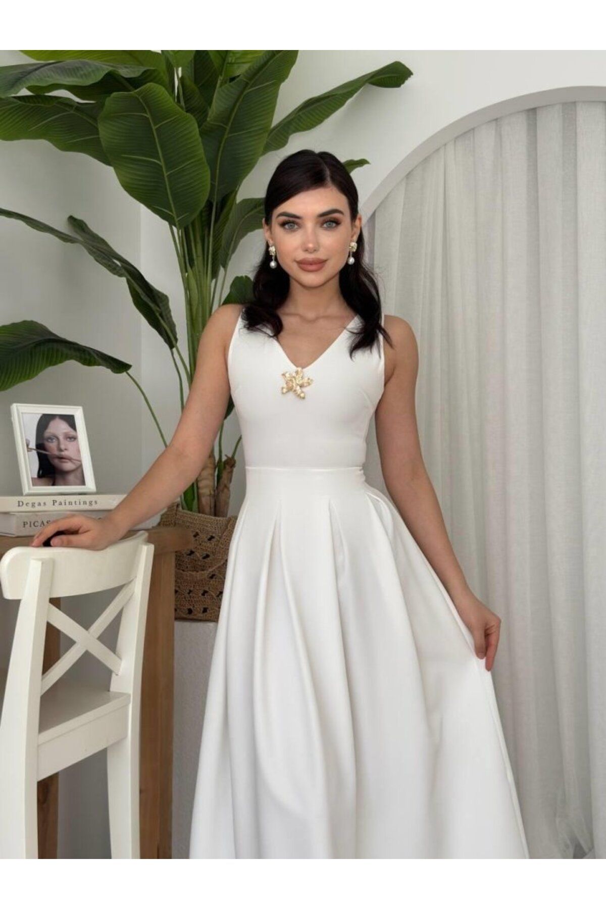 velmorafashion Late Yıldız Detaylı Elbise