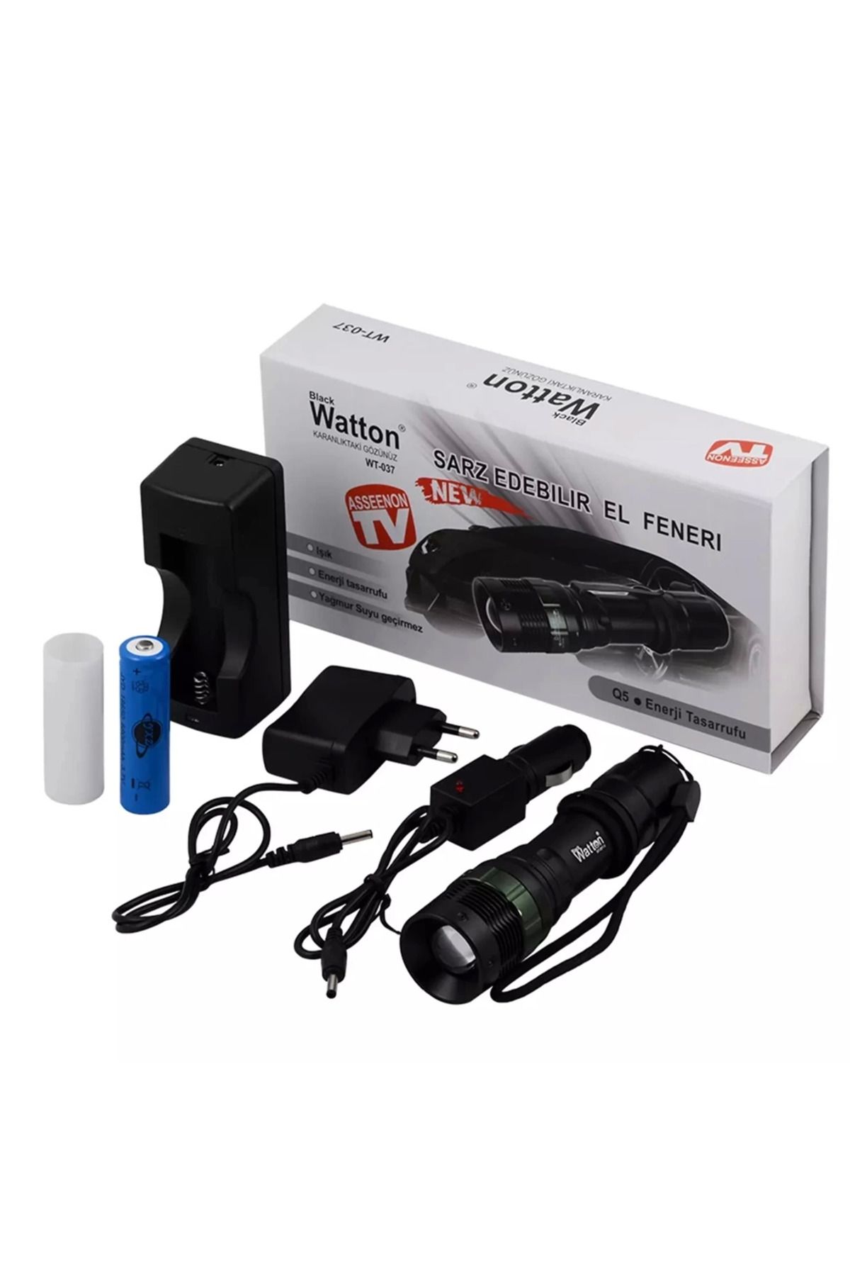 Eldenör Black Wt-037-şarjlı Zoomlu Acil Durum Feneri
