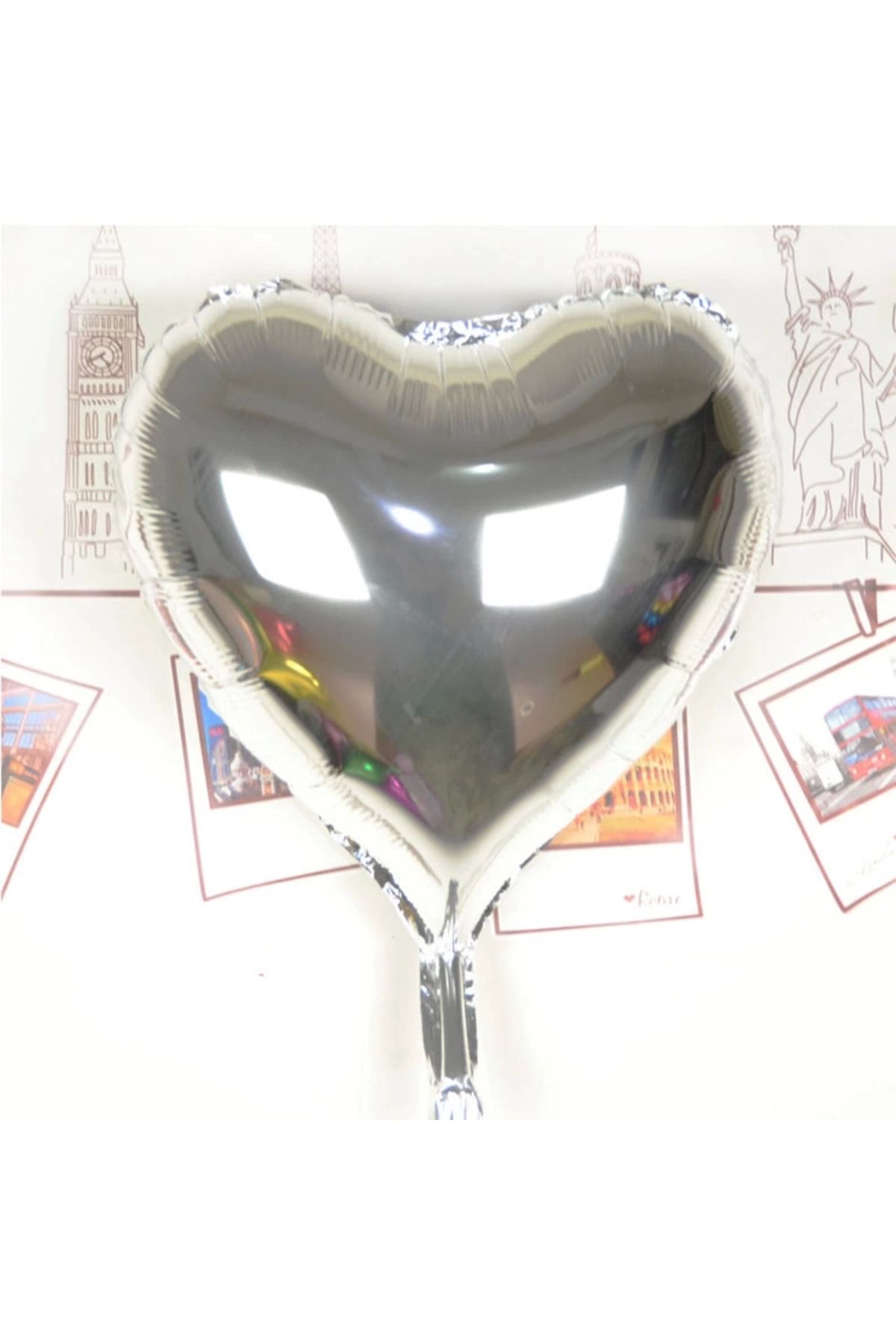 melfxxl eticaret melfxxl Kalp Uçan Balon Folyo Gümüş 80 Cm 32 İnç