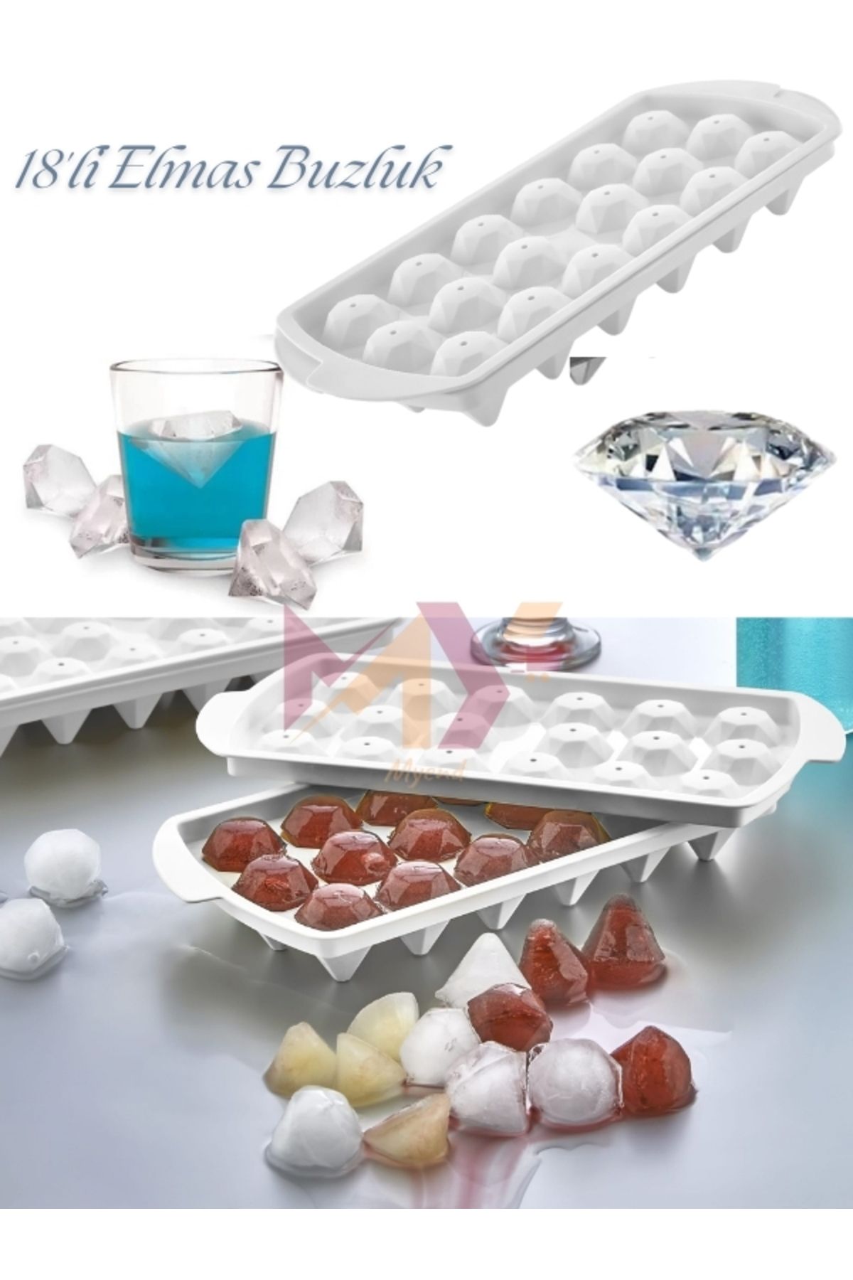 Myend-Set of 4 Ice Molds, Set Containing Sphere-Cube-Diamond-Stick Ice Molds, Ice Tray Set for Presentation Cocktail 5