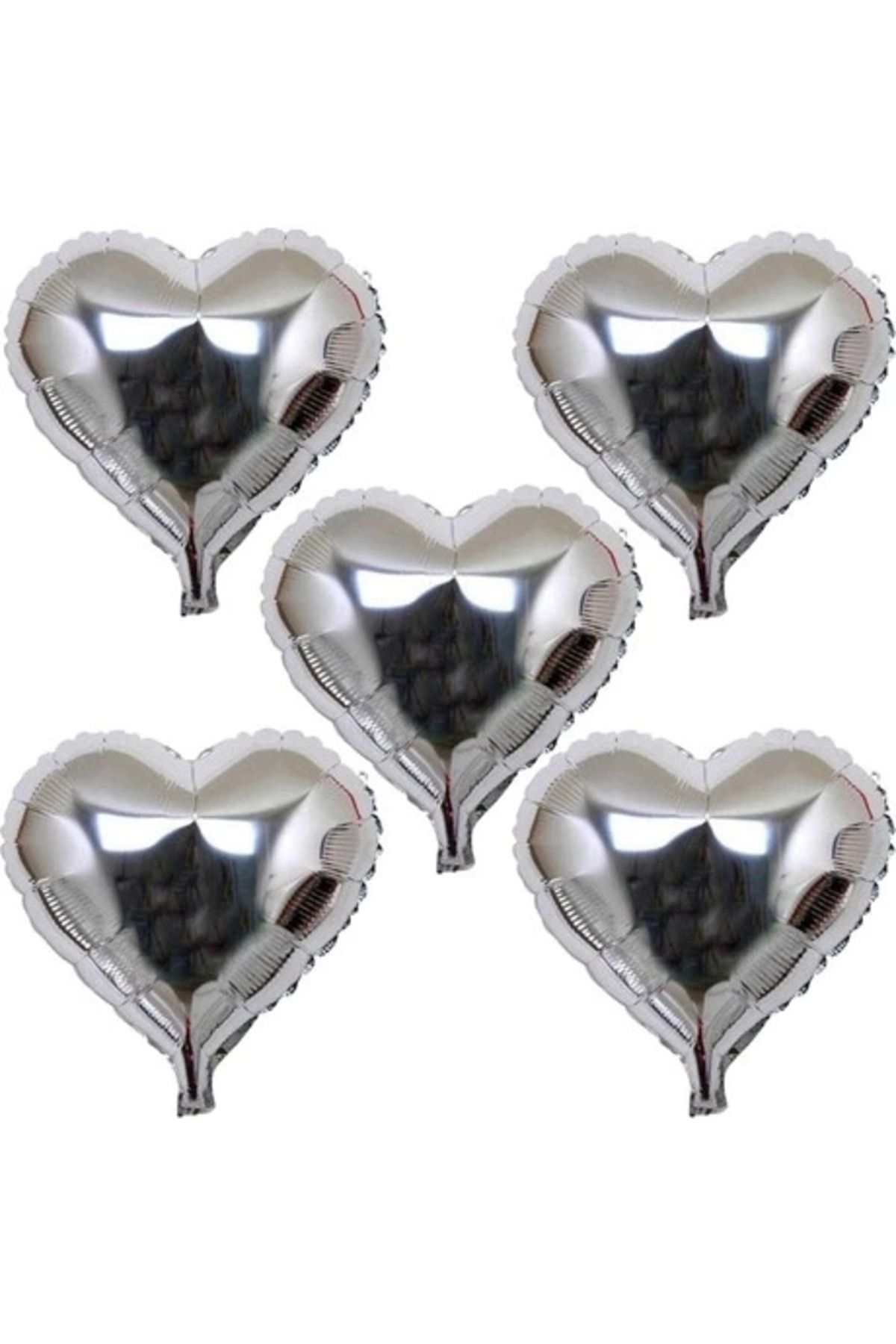 melfxxl eticaret melfxxl Kalp Şekilli Gümüş Renk Folyo Balon 45 Cm 5 Adet