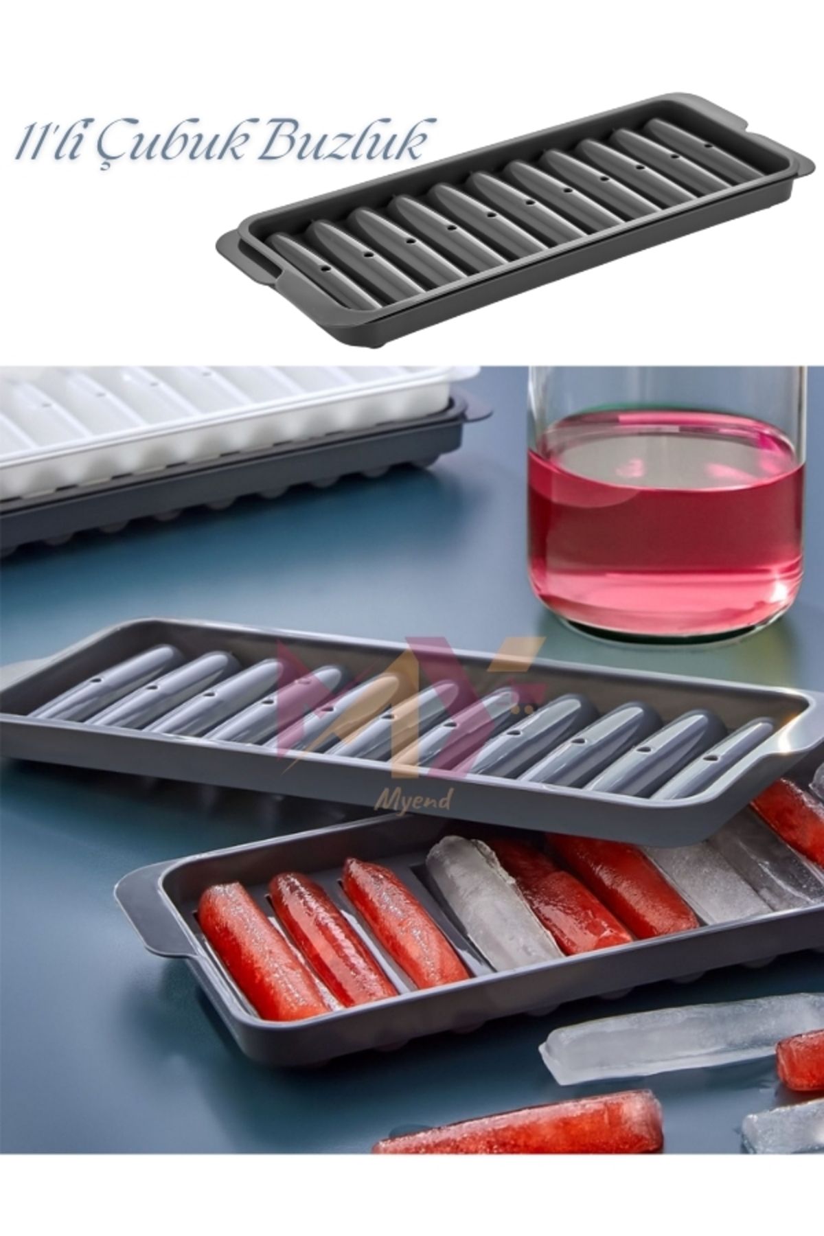 Myend-Set of 4 Ice Molds, Set Containing Sphere-Cube-Diamond-Stick Ice Molds, Ice Tray Set for Presentation Cocktail 3