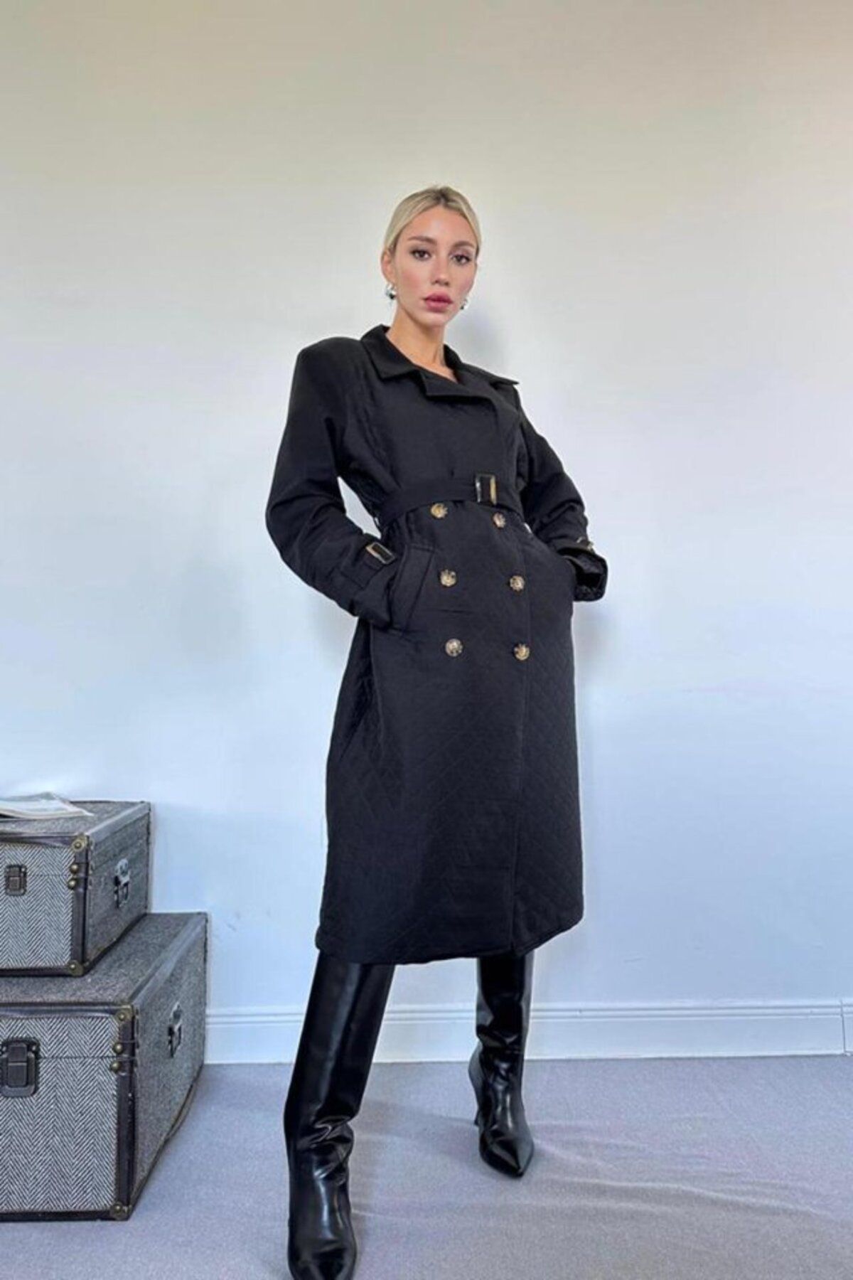 Rose's Boutique All About Women Rose's Boutiqe All About Women Siyah Kapitone Trençkot