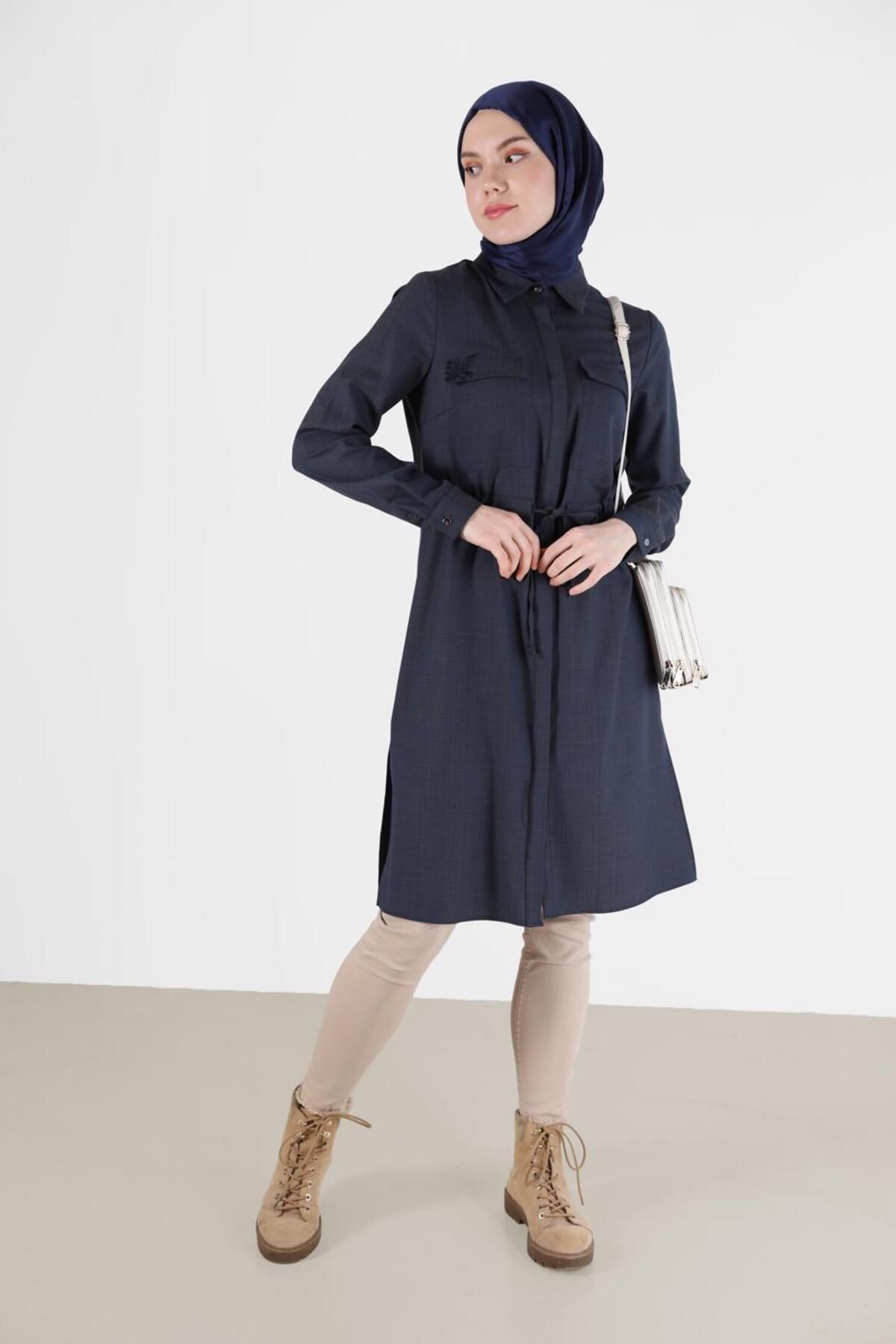 تونیک کمر بسته گلدوزی 42375 Alvina
