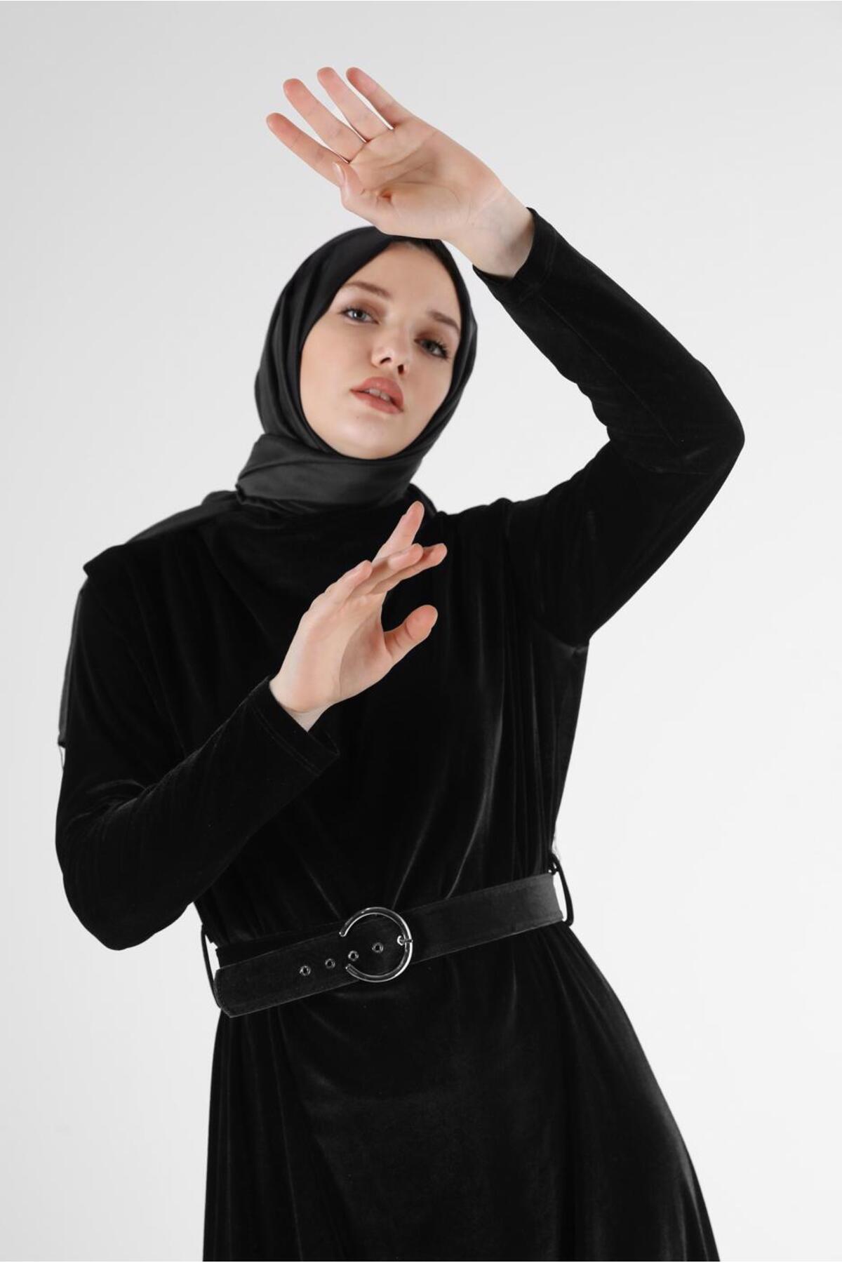 آلوینا لباس کمربند مخملی 42416