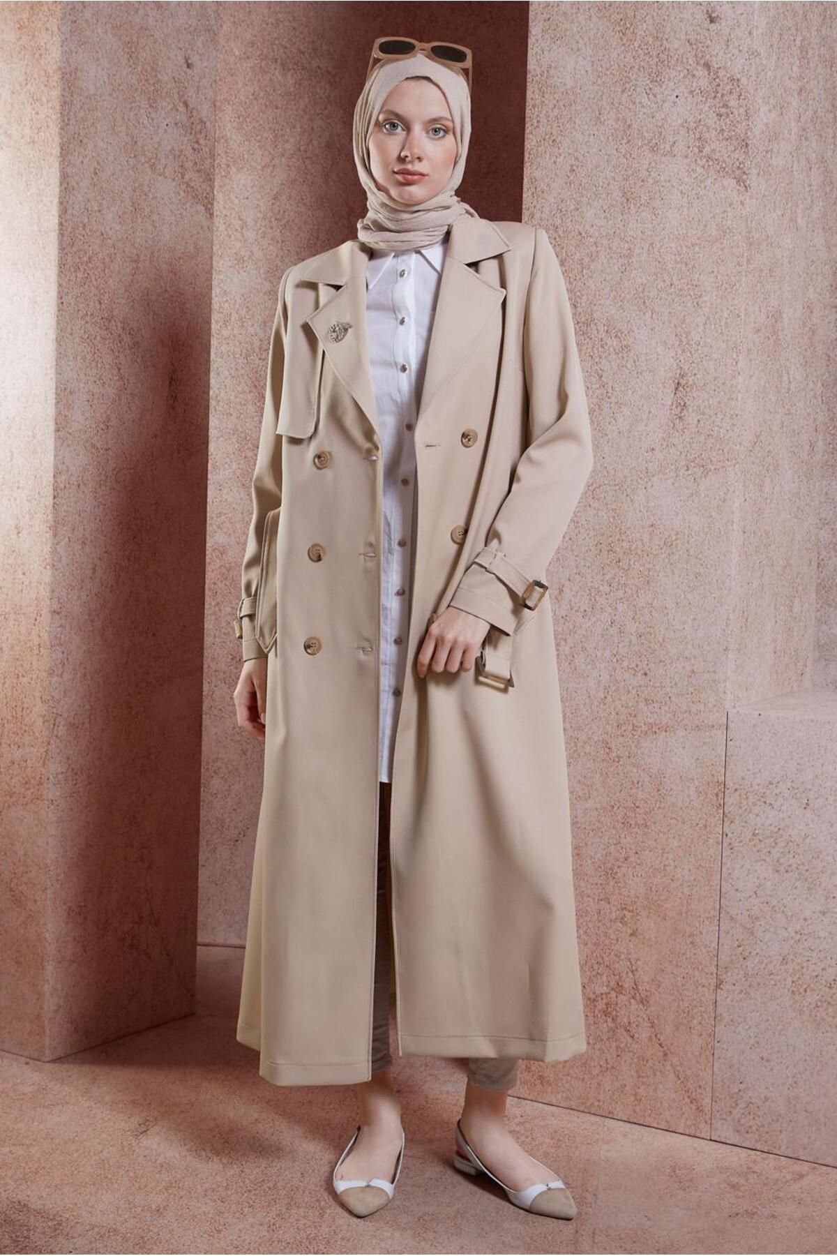 Alvina-10863 Model Belted Trench Coat 2