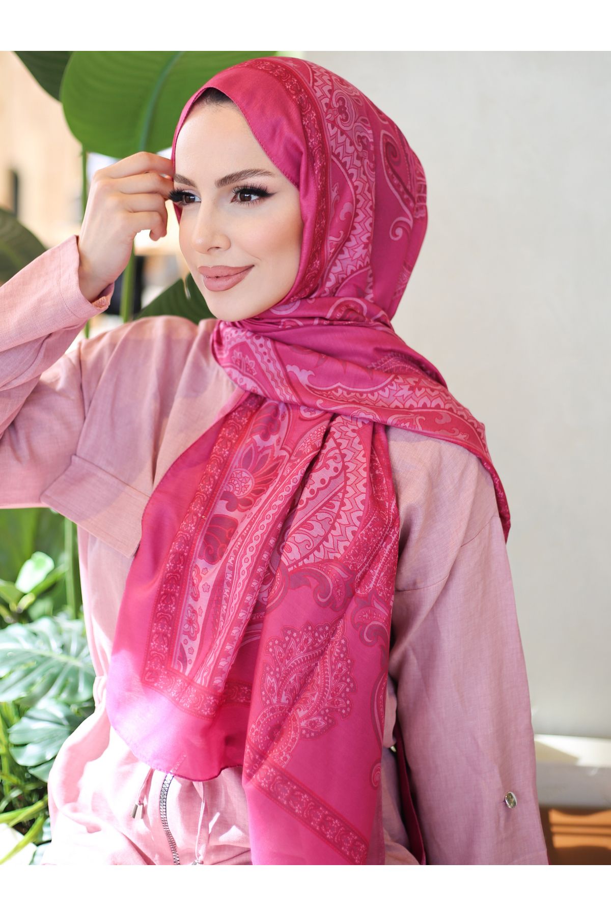 efdal şal eşarp-Retro Pattern Double Sided Elegance Cotton Shawl 4