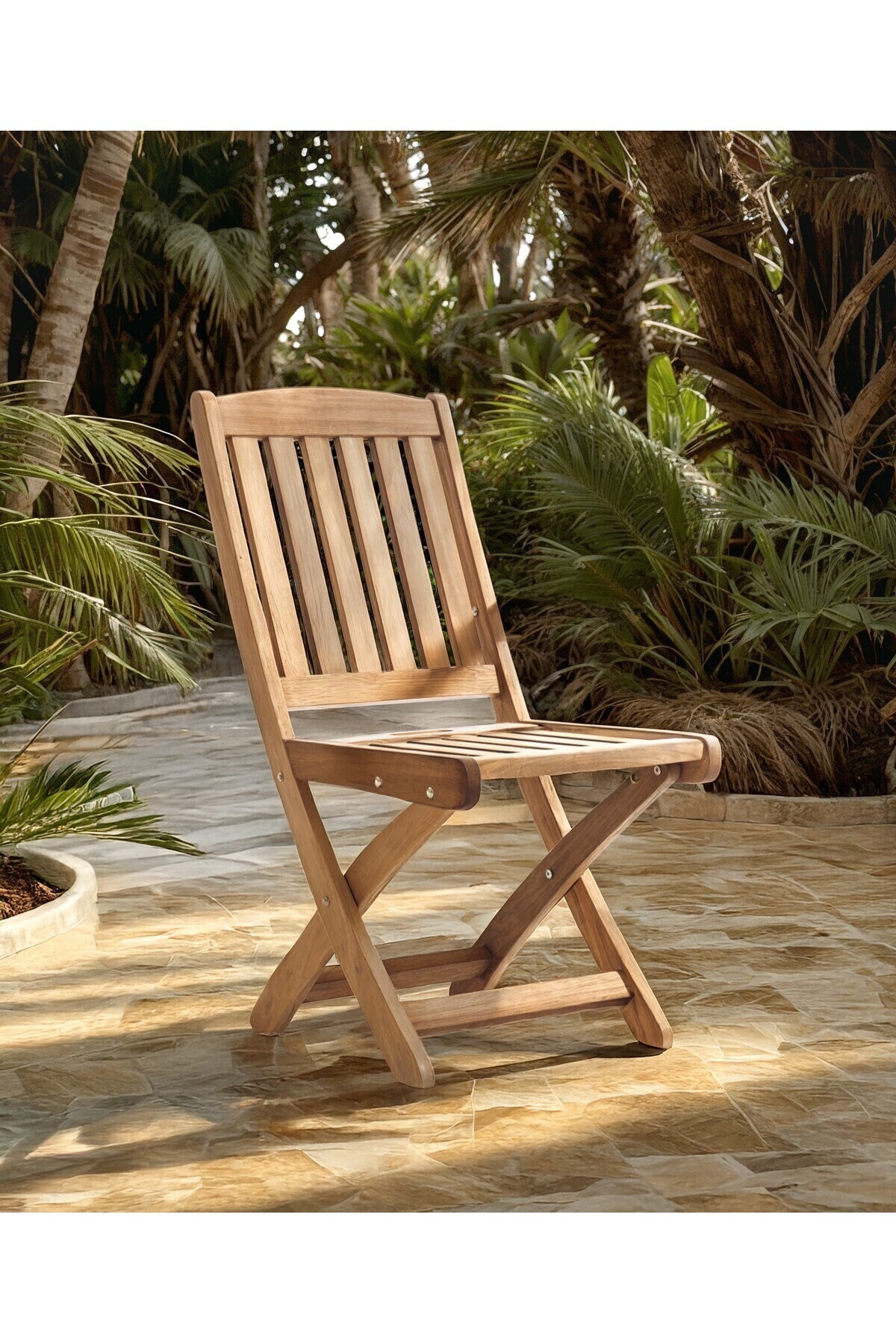 Root Art Samba Iroko Ahşap Katlanır Kolsuz Bahçe-Balkon Sandalye